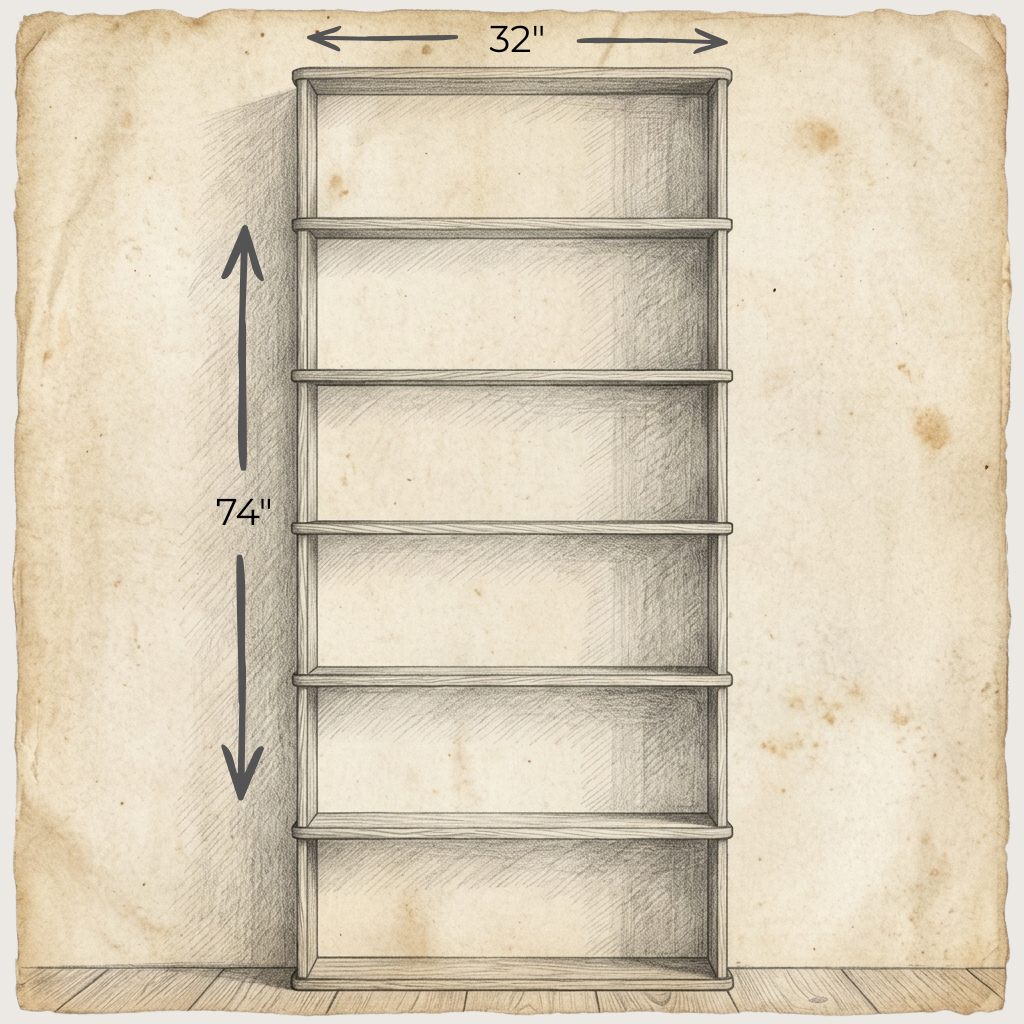 Bibliothèque à 6 étagères en chêne blanc