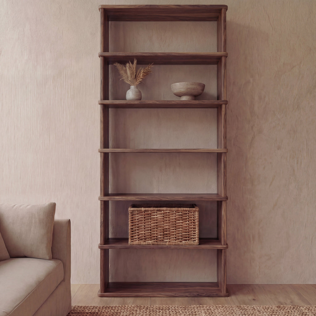 6 shelf bookcase in walnut