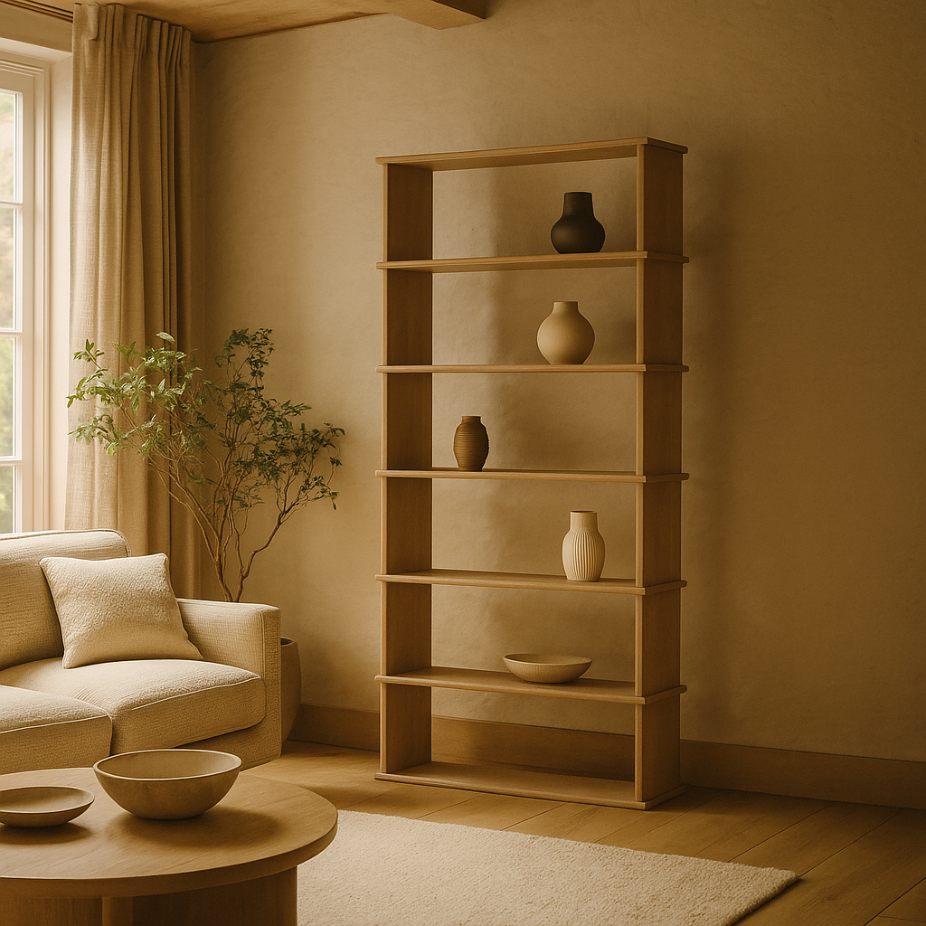 6 shelf bookcase in white oak