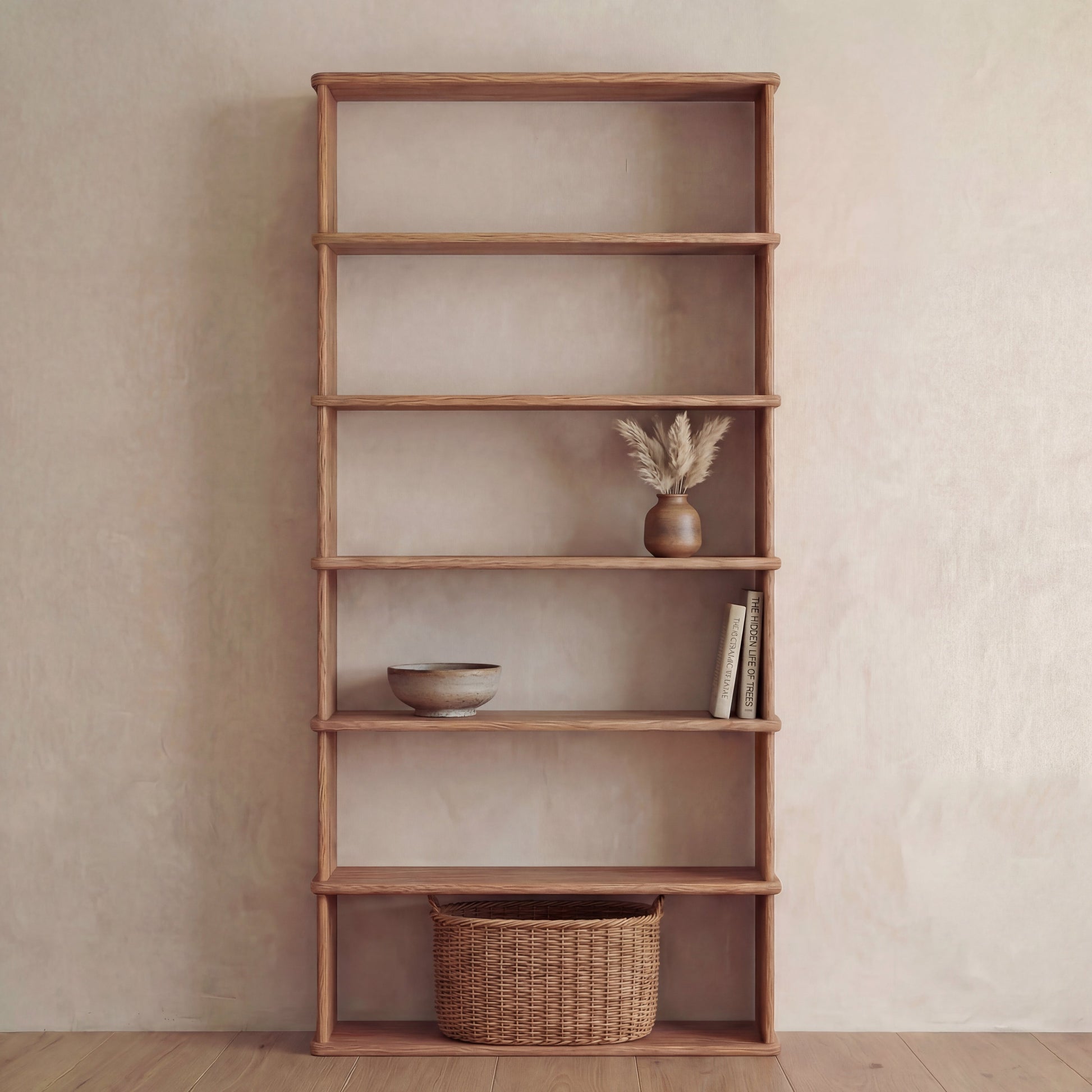 Bibliothèque à 6 étagères en chêne rouge