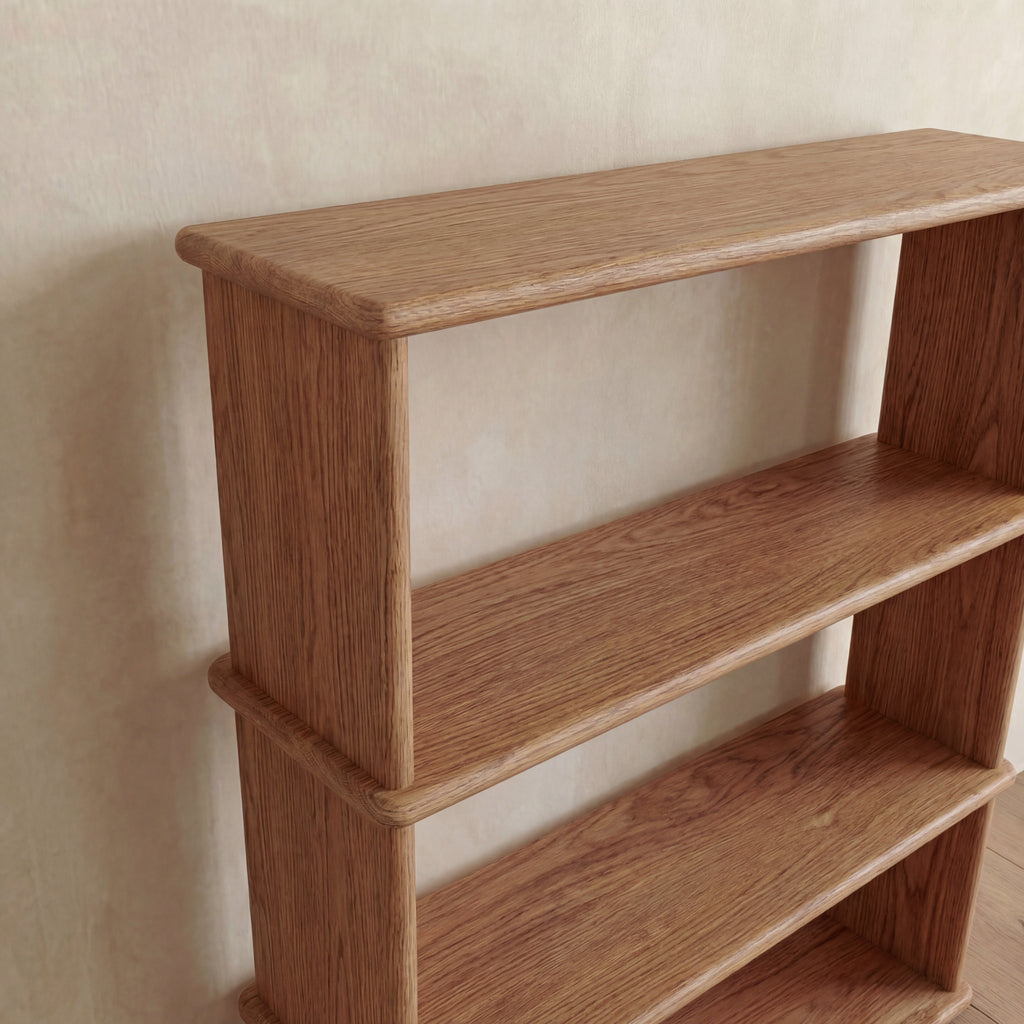 Bibliothèque à 6 étagères en chêne rouge