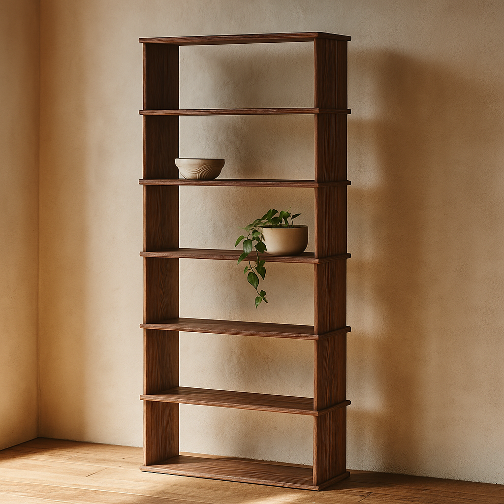 6 shelf bookcase in walnut