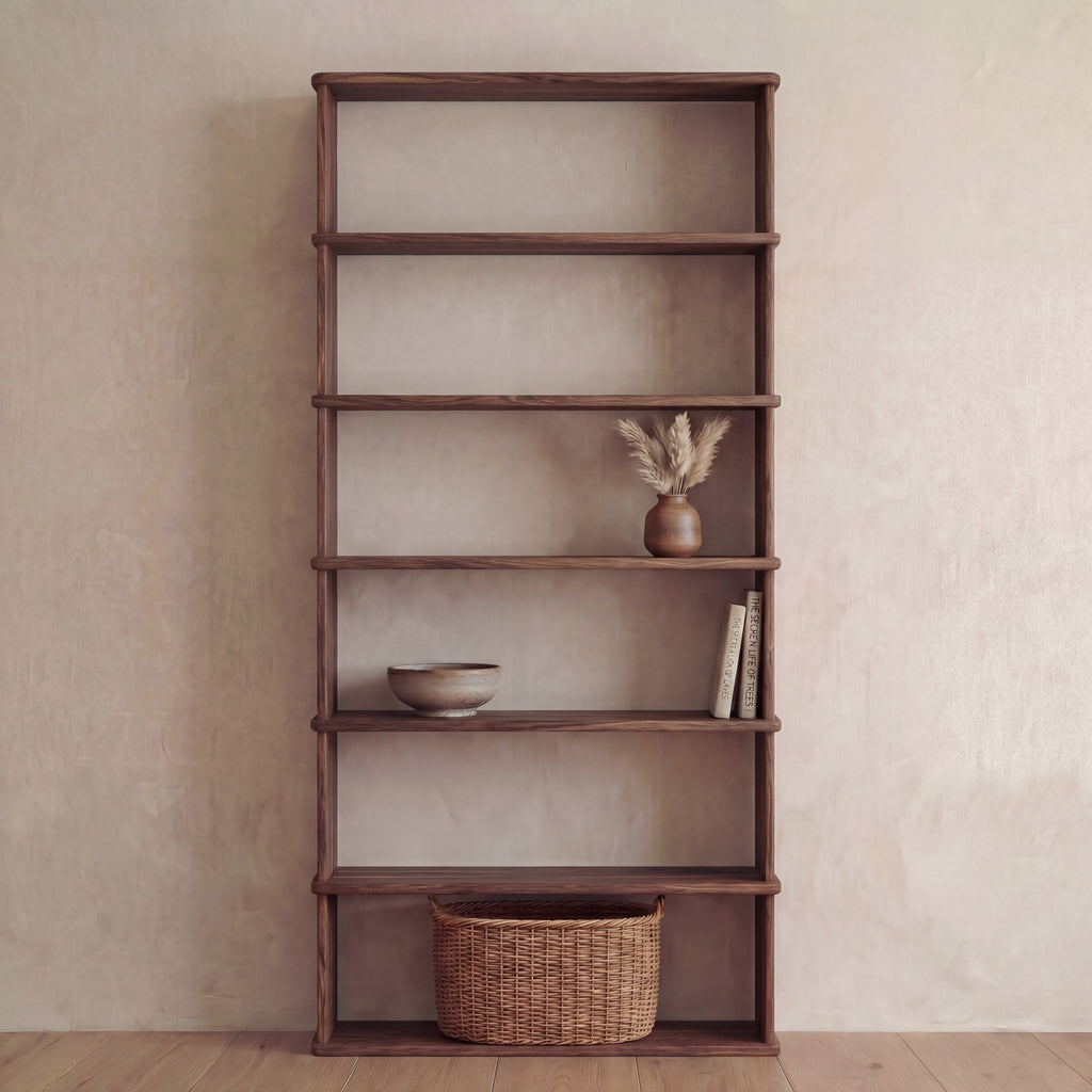 6 shelf bookcase in walnut