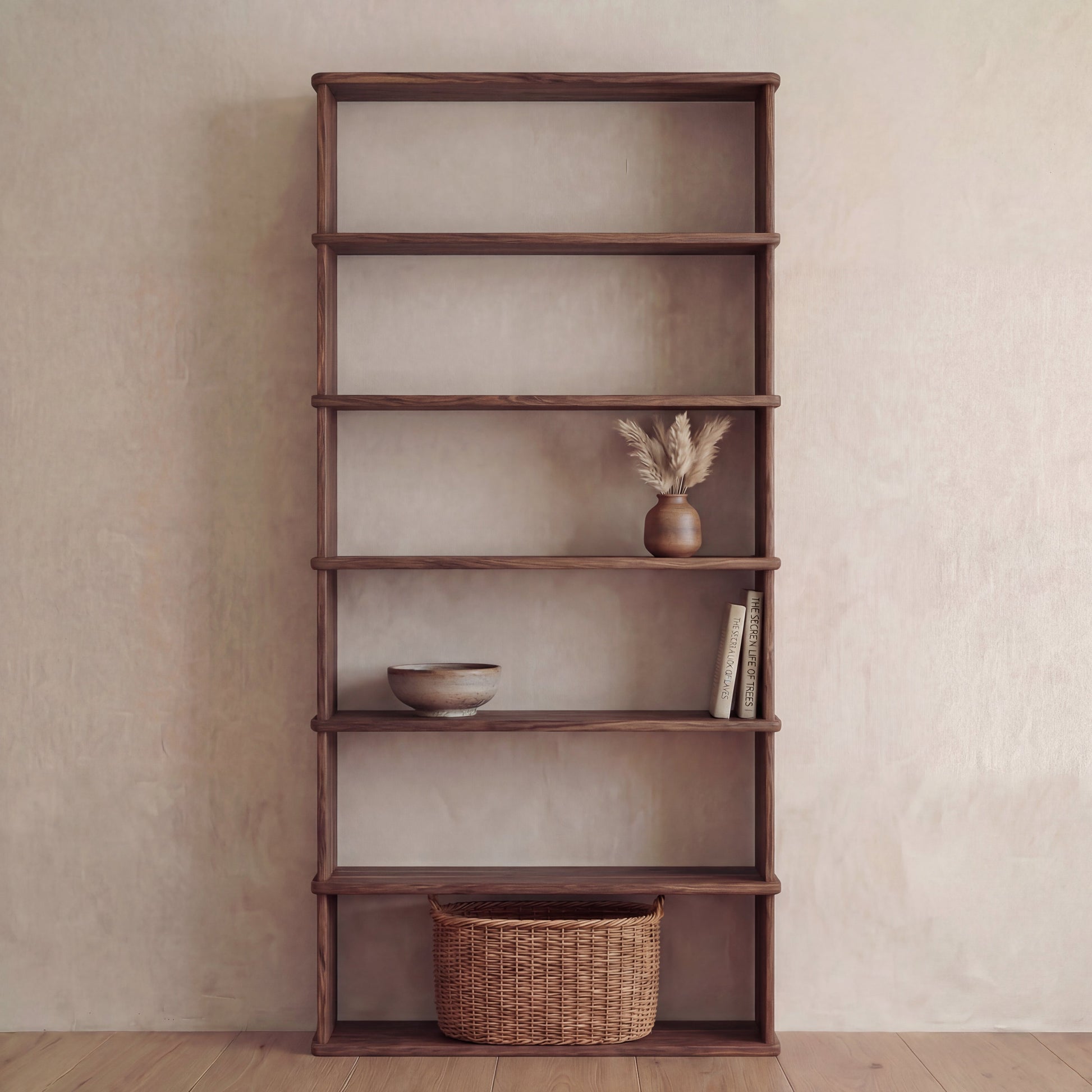 Bibliothèque à 6 étagères en noyer