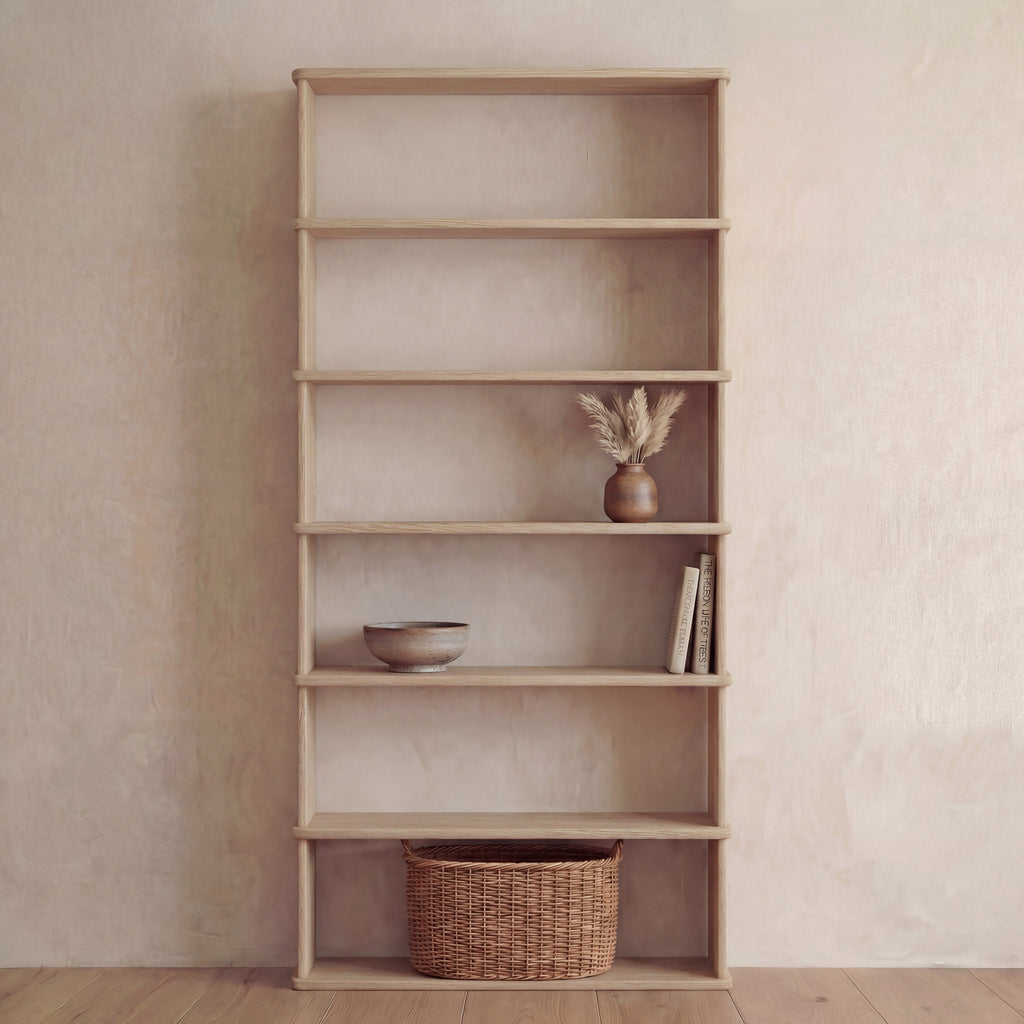 Bibliothèque à 6 étagères en chêne blanc