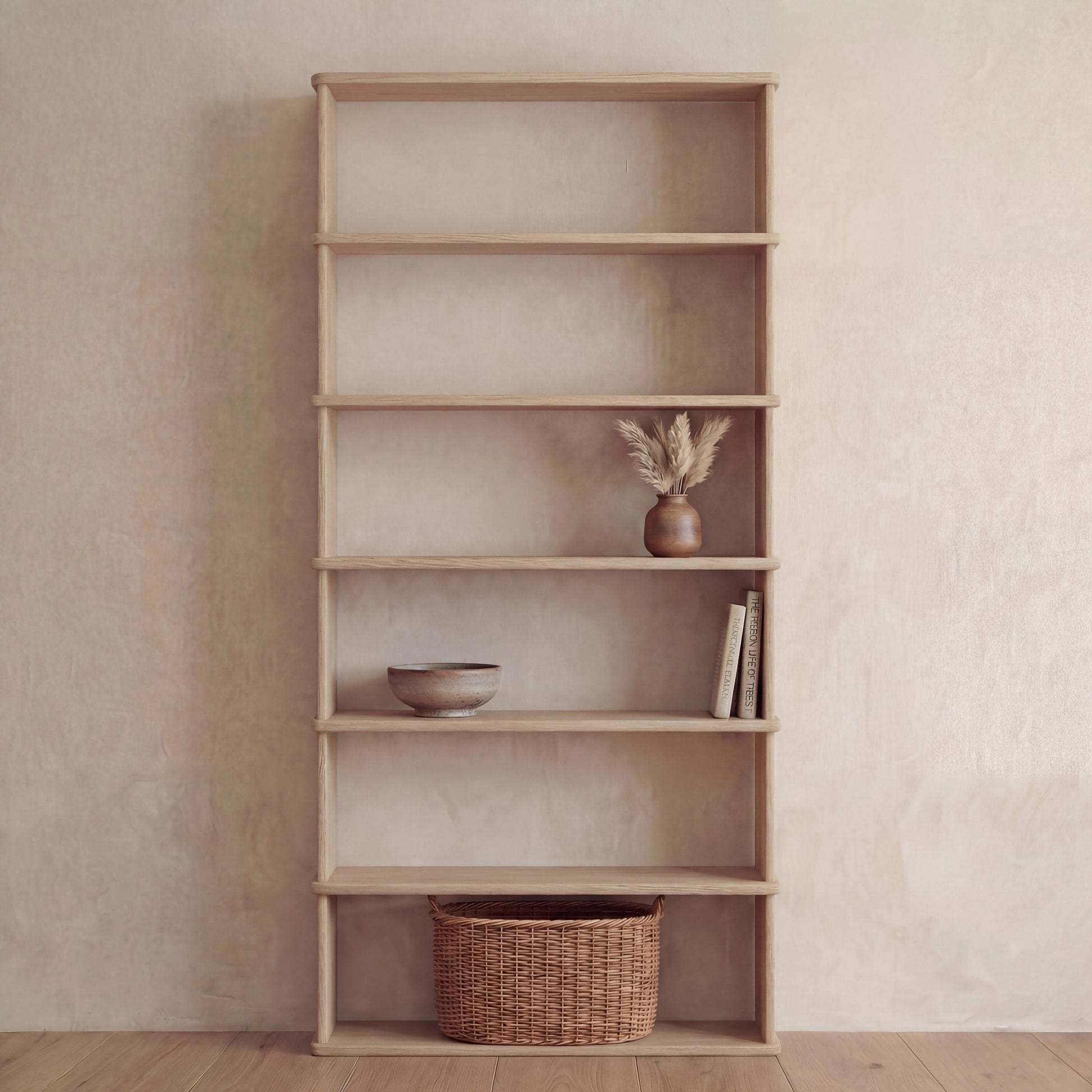 Bibliothèque à 6 étagères en chêne blanc