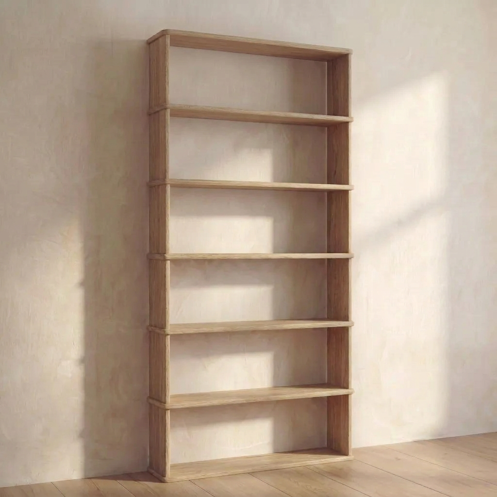 Bibliothèque à 6 étagères en chêne blanc