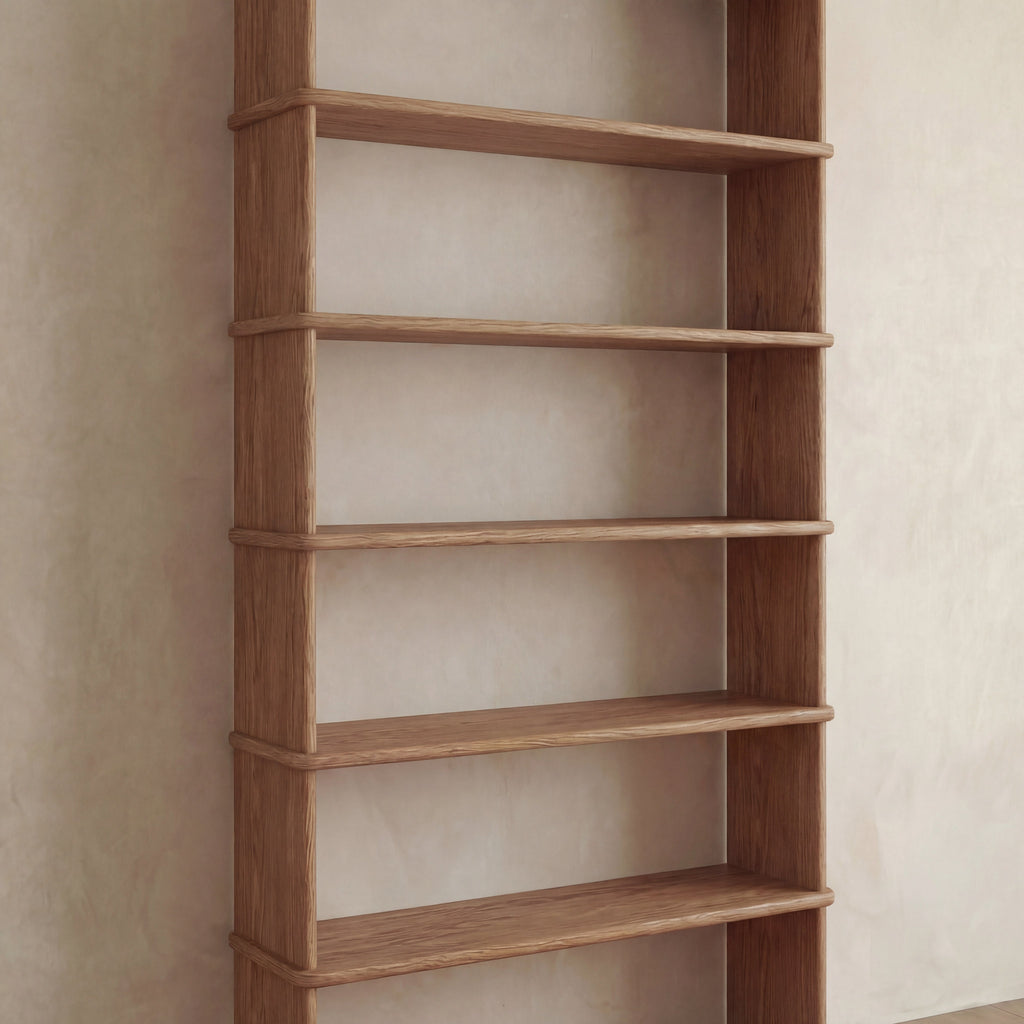 Bibliothèque à 6 étagères en chêne rouge