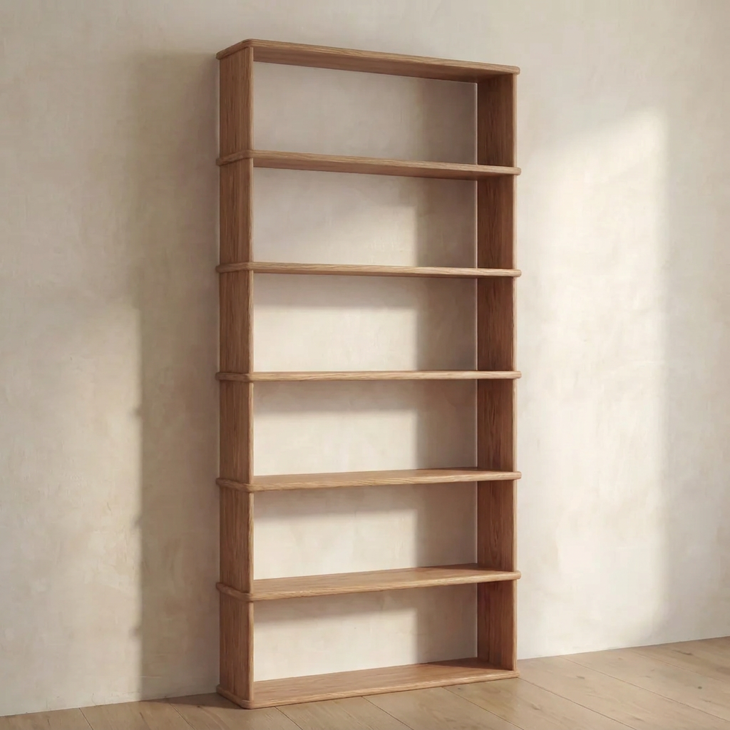 6 shelf bookcase in red oak