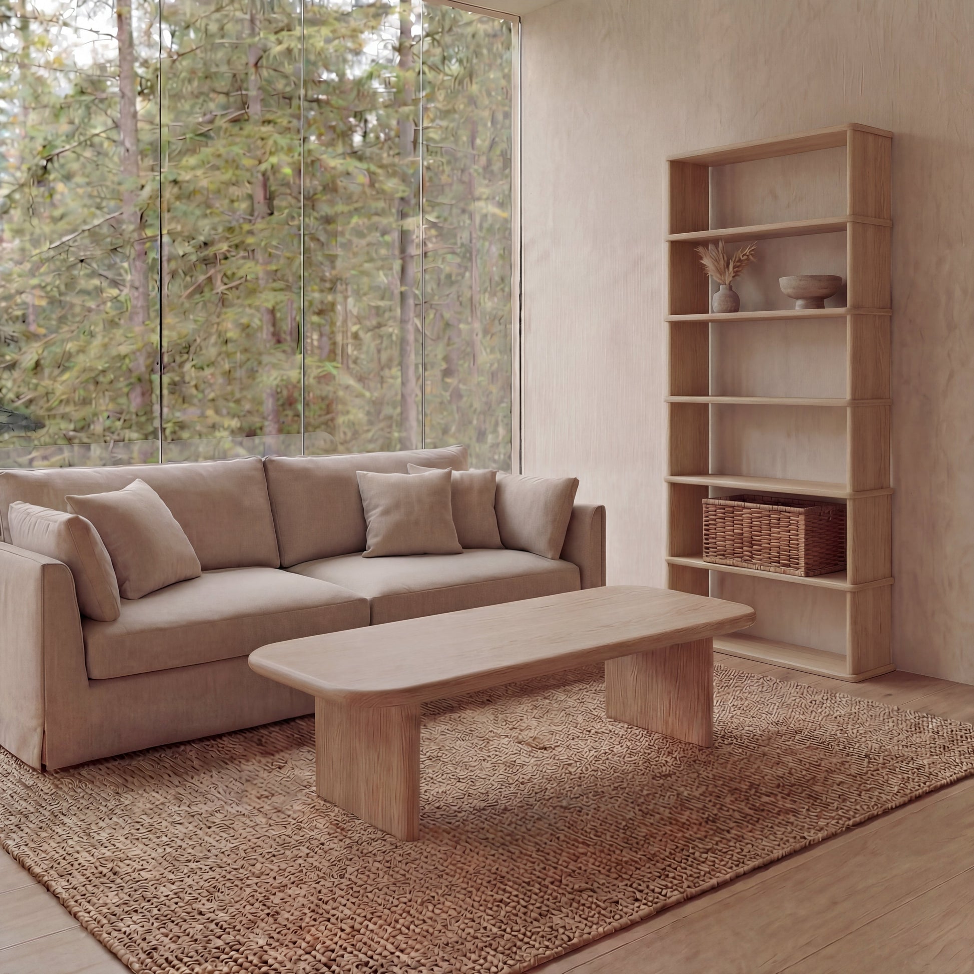 Bibliothèque à 6 étagères en chêne blanc