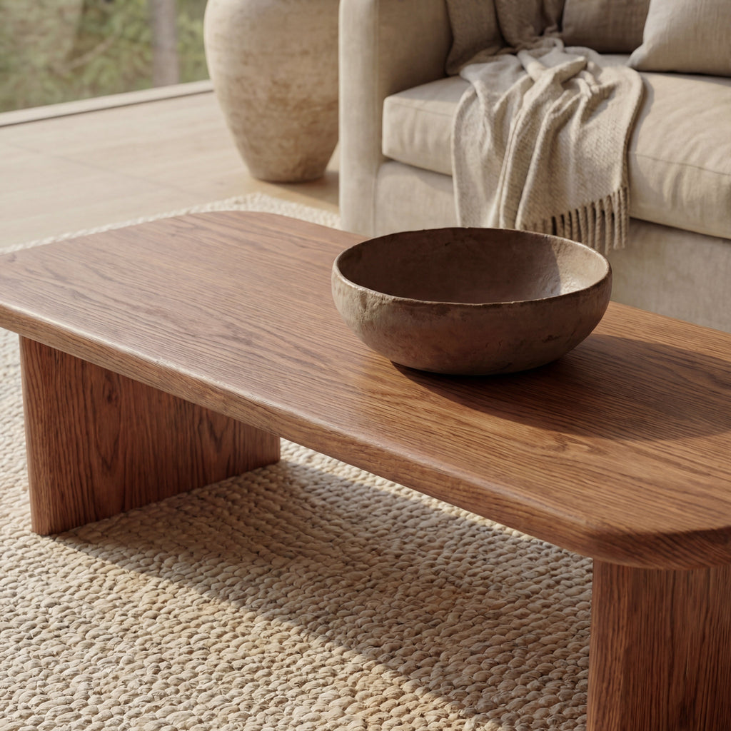 60 Inch Coffee Table in Red Oak