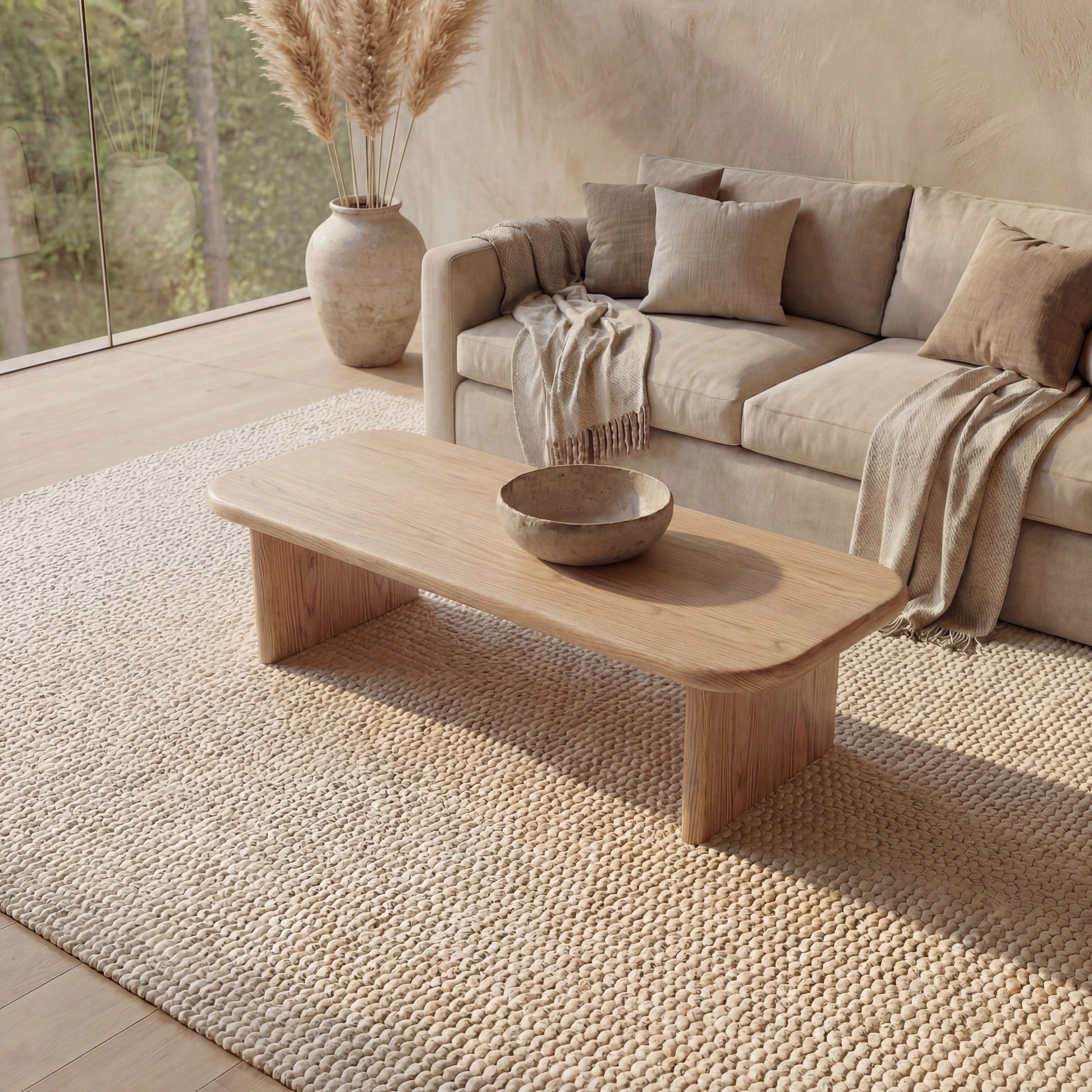 60 Inch Coffee Table in White Oak