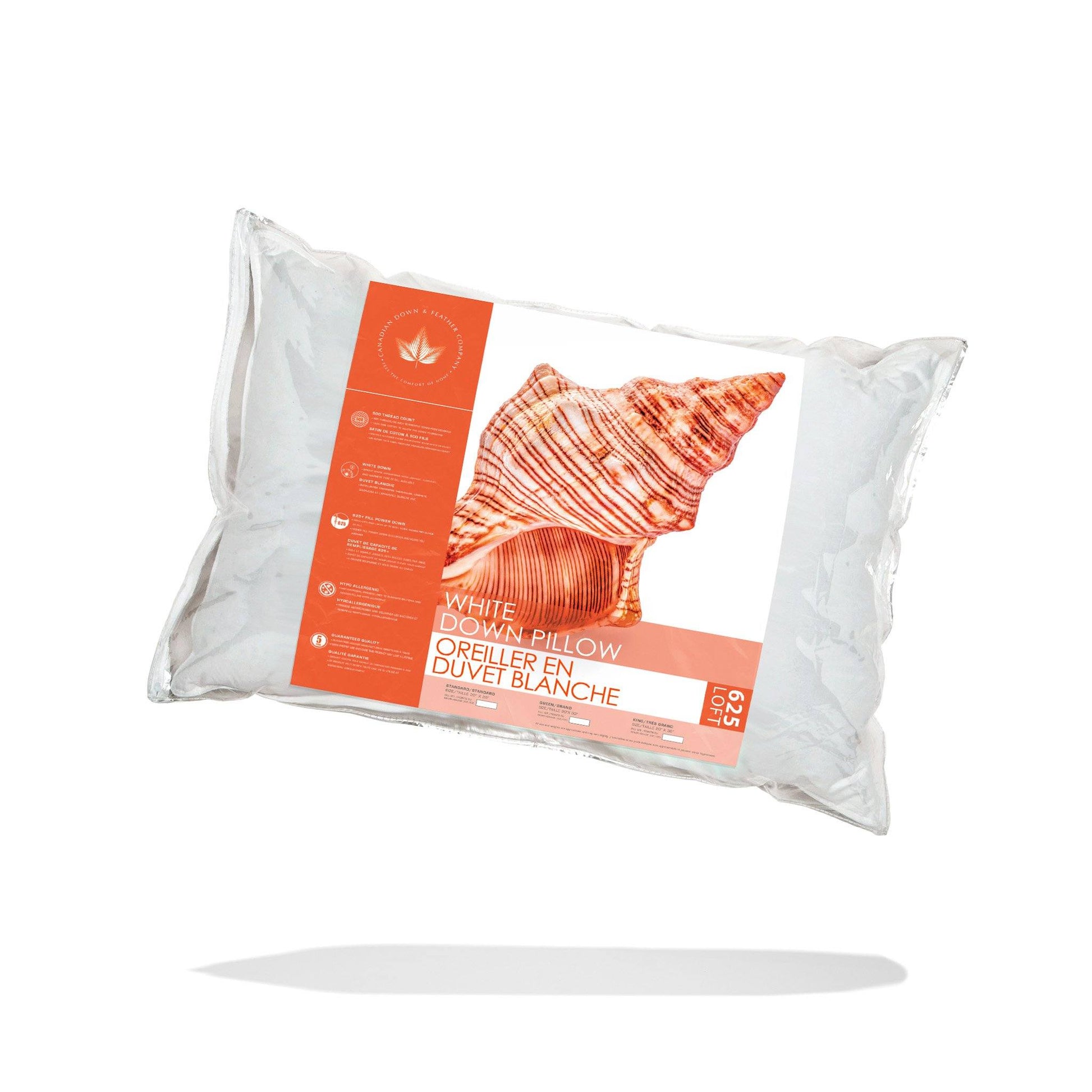 Oreiller en duvet blanc Loft 625
