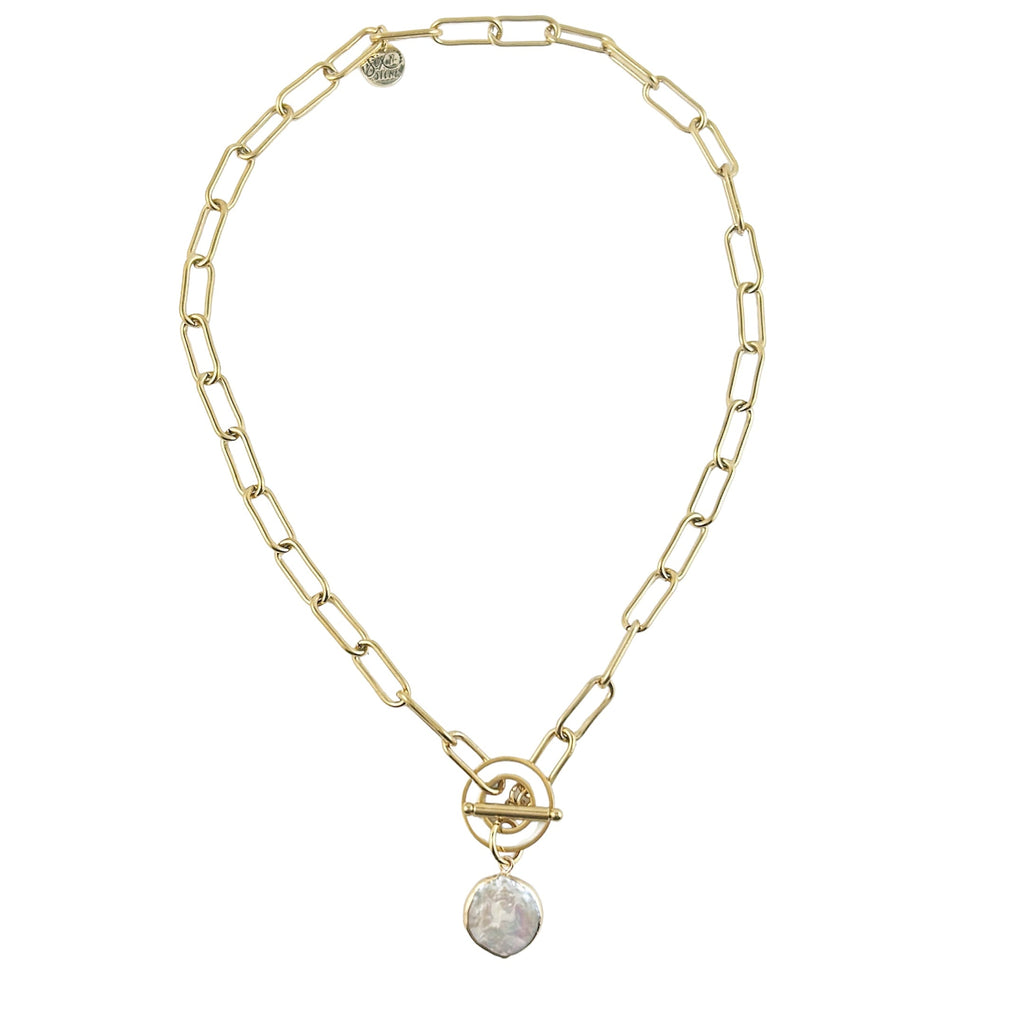 Collier à bascule en perles Keshi