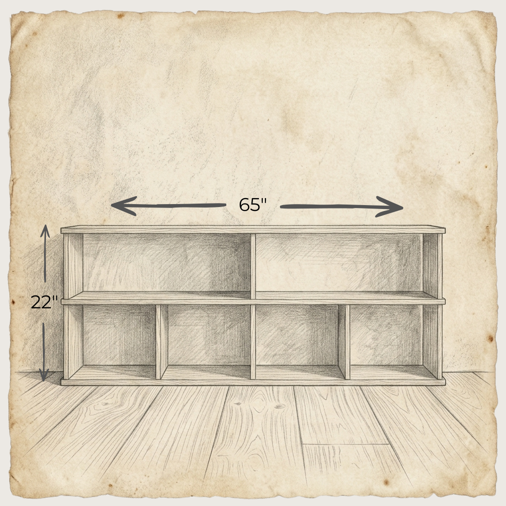 65 Inch Bookshelf TV Stand in Red Oak