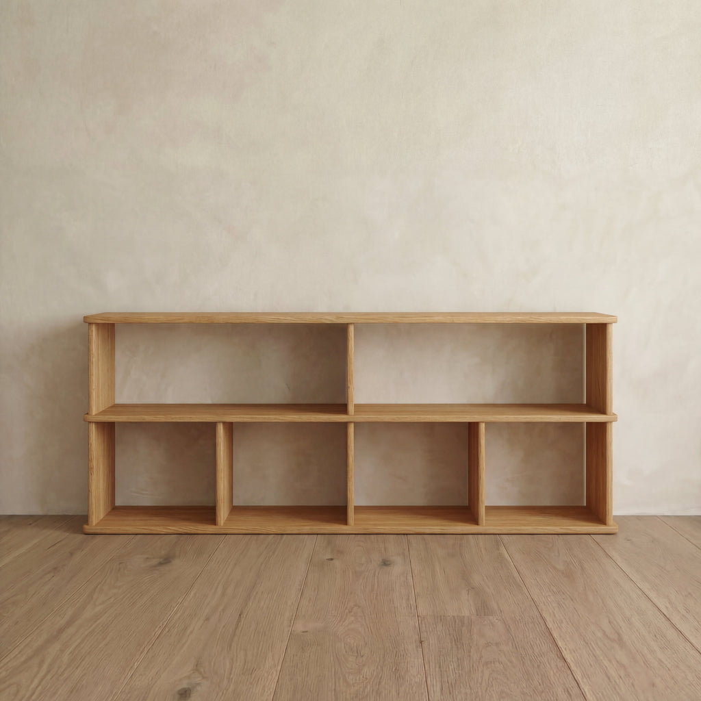 65 Inch Bookshelf TV Stand in White Oak