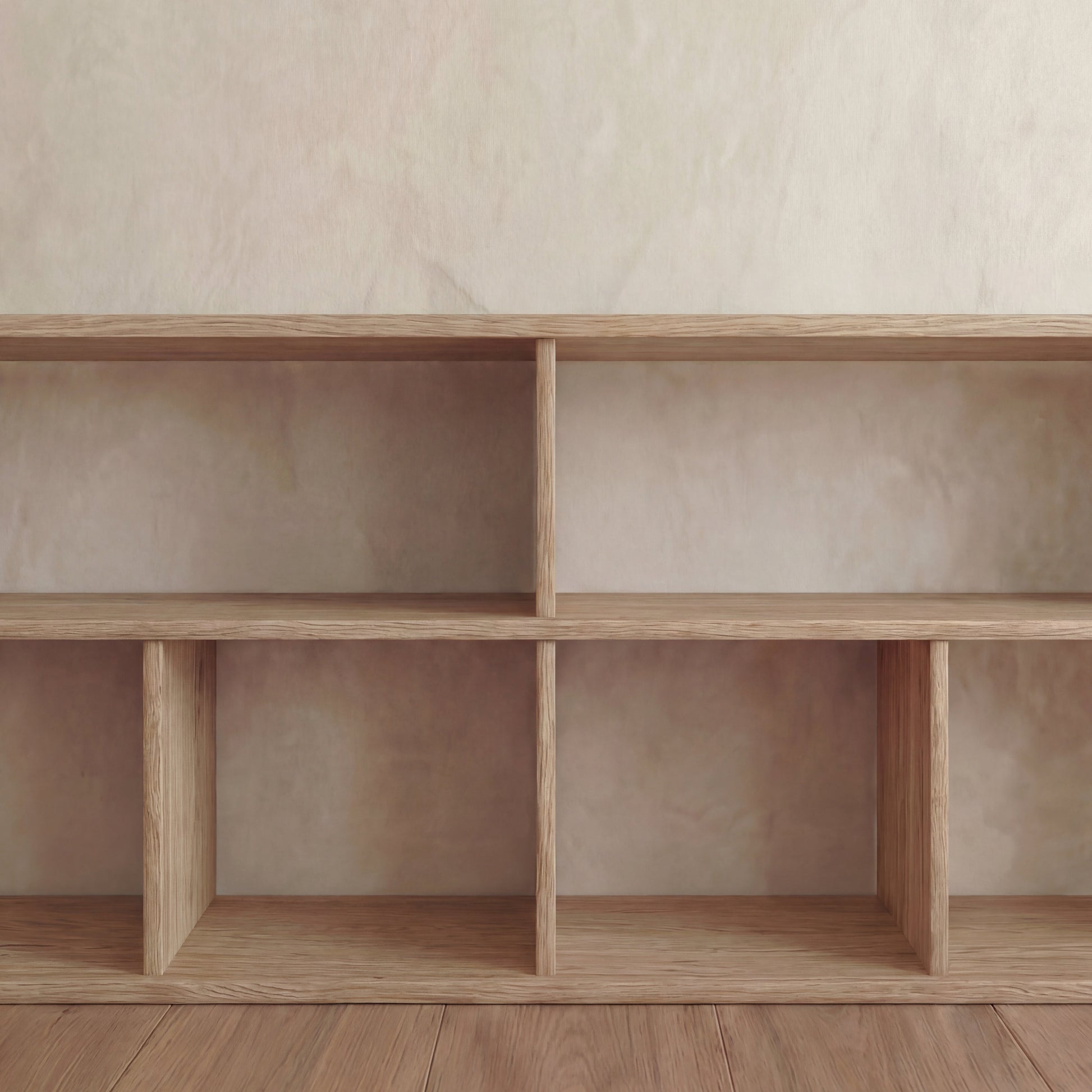 65 Inch Bookshelf TV Stand in White Oak