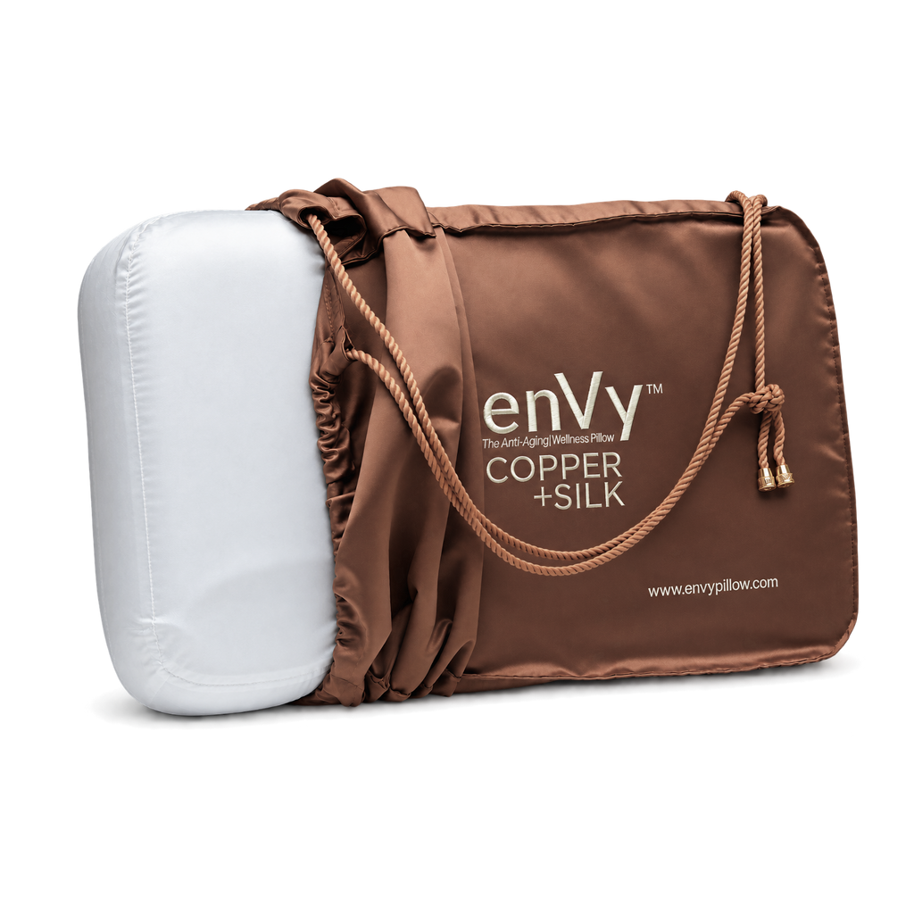 Ergonomic Neck Support & Anti-Wrinkle Pillow | enVy® Copper + Silk