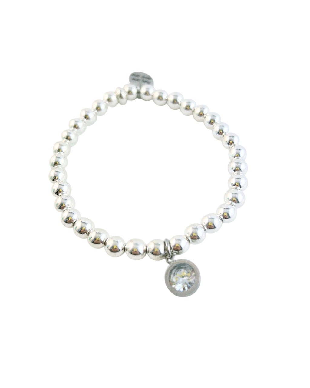 Hematite and Bezel Charm Bracelet - Silver