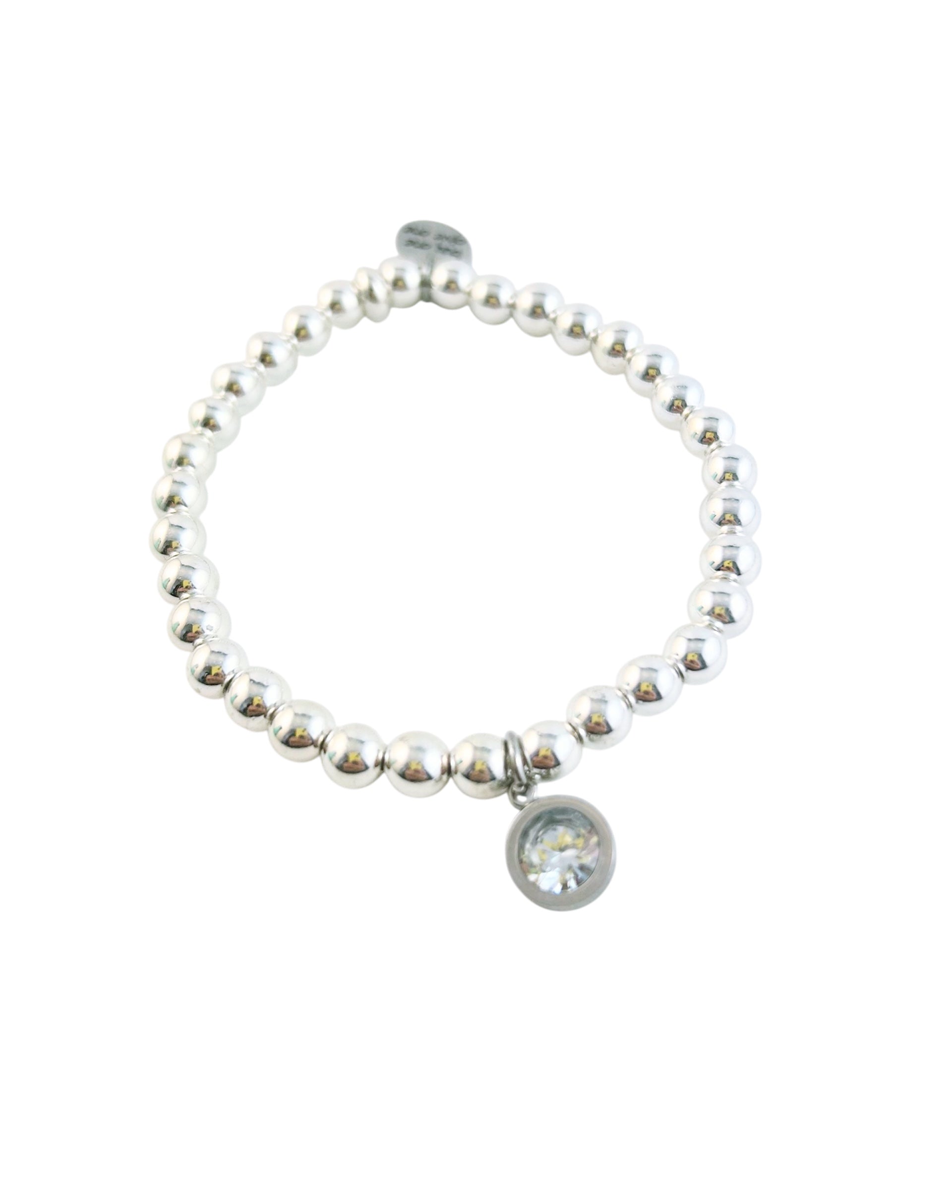 Hematite and Bezel Charm Bracelet - Silver
