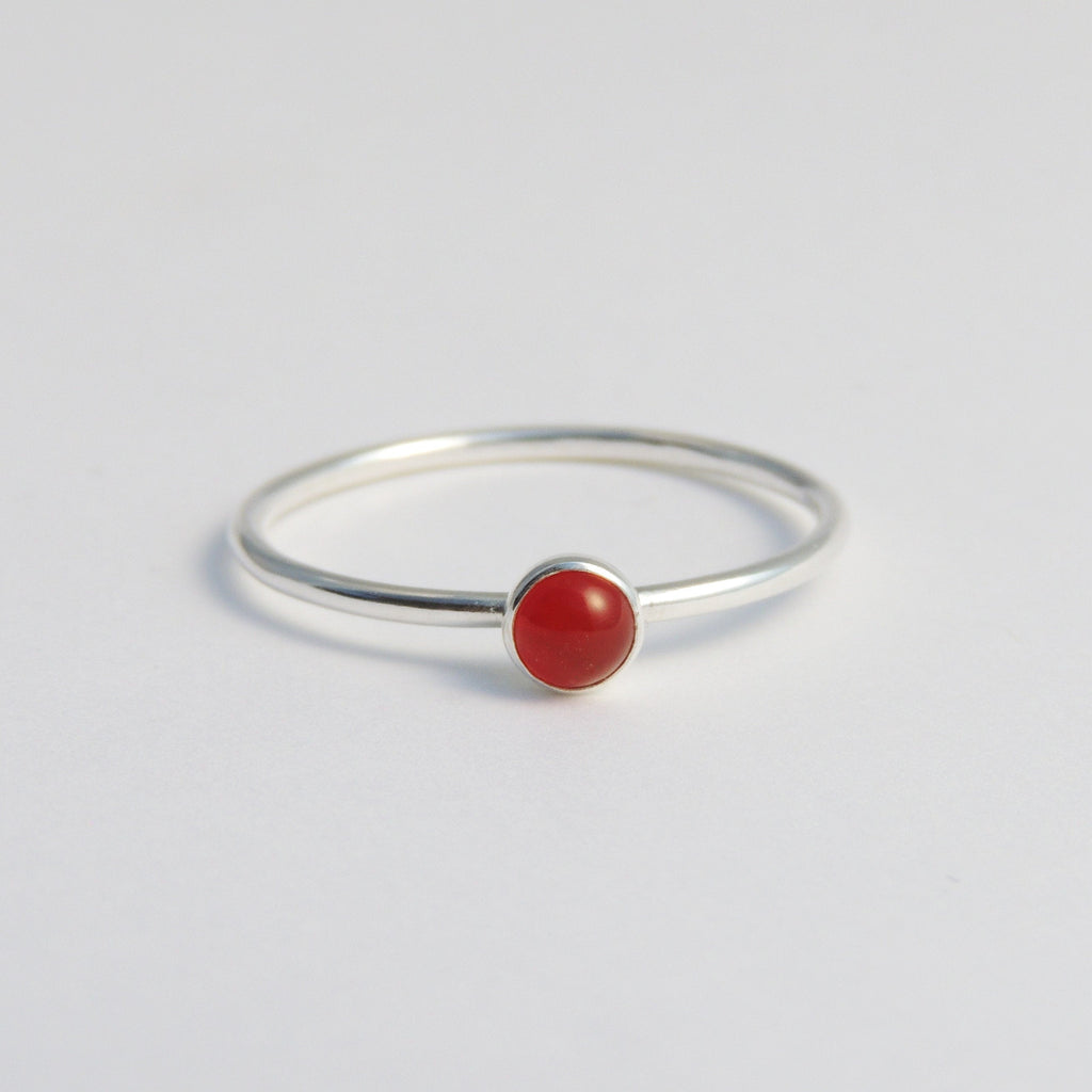 Carnelian Ring Sterling Silver Stacking Ring Orange Stone