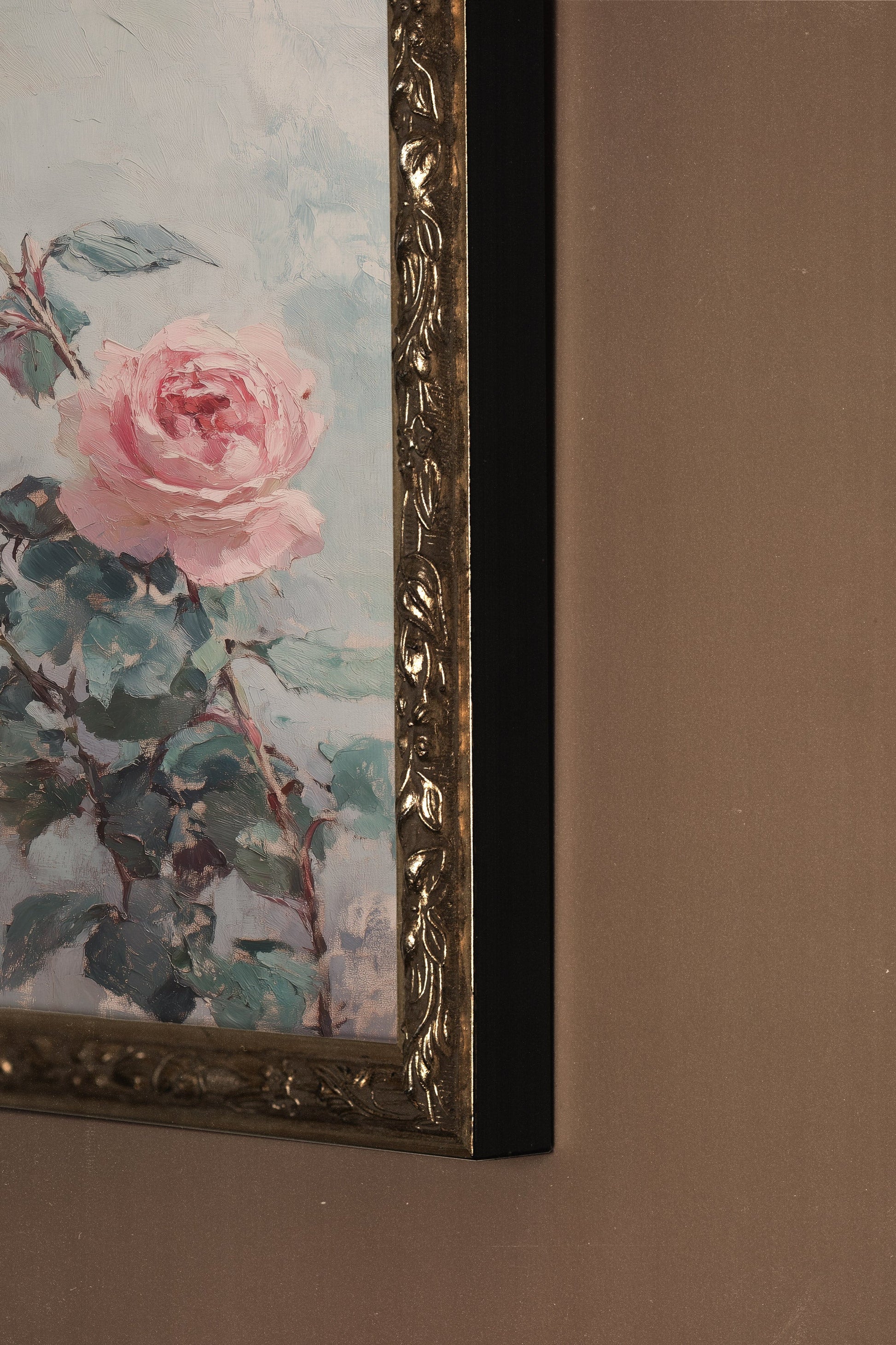Powdered Roses, Vintage Silver Frame