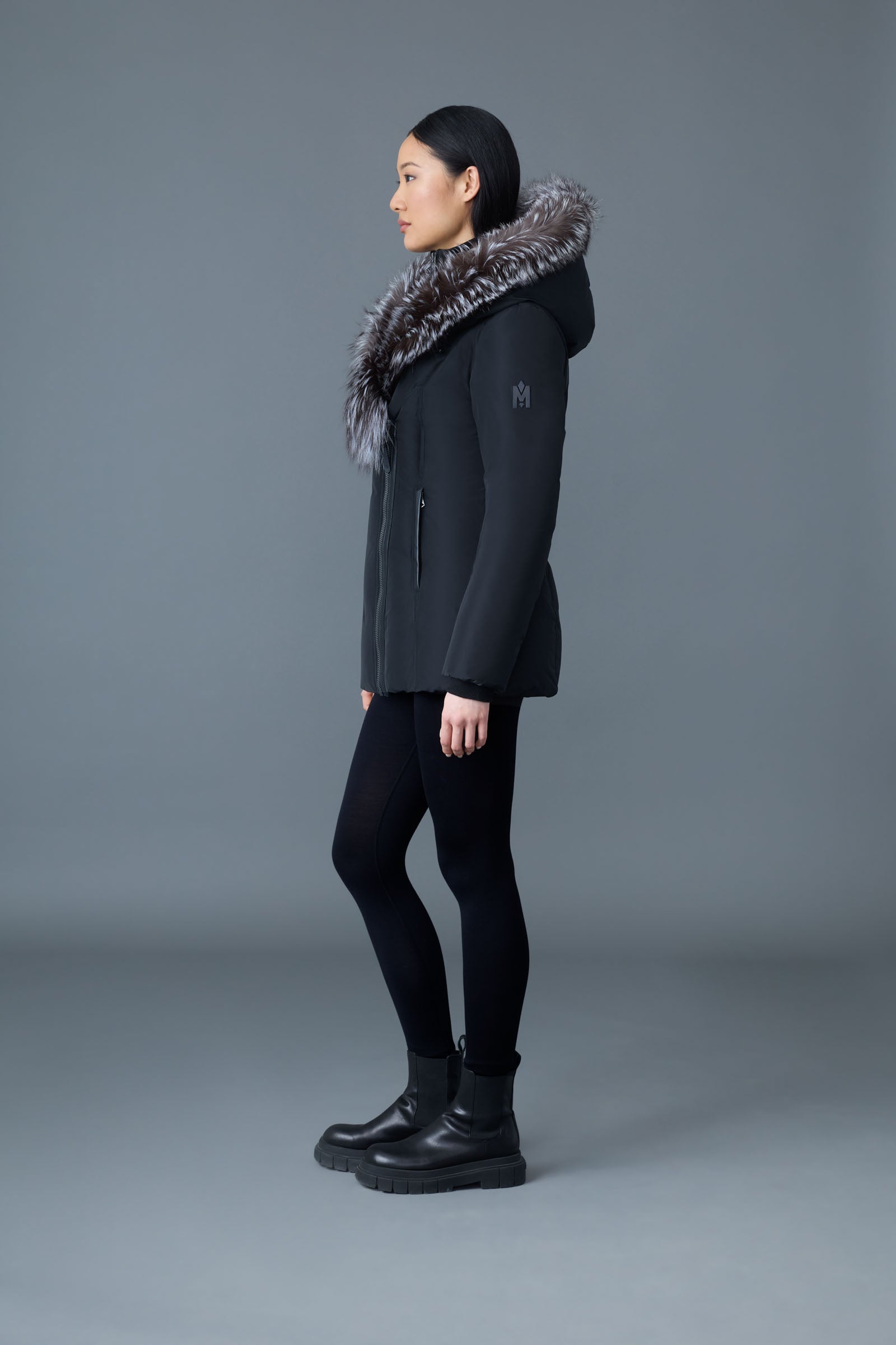 Manteau en duvet ADALI avec fourrure de renard argenté Signature Mackage Collar