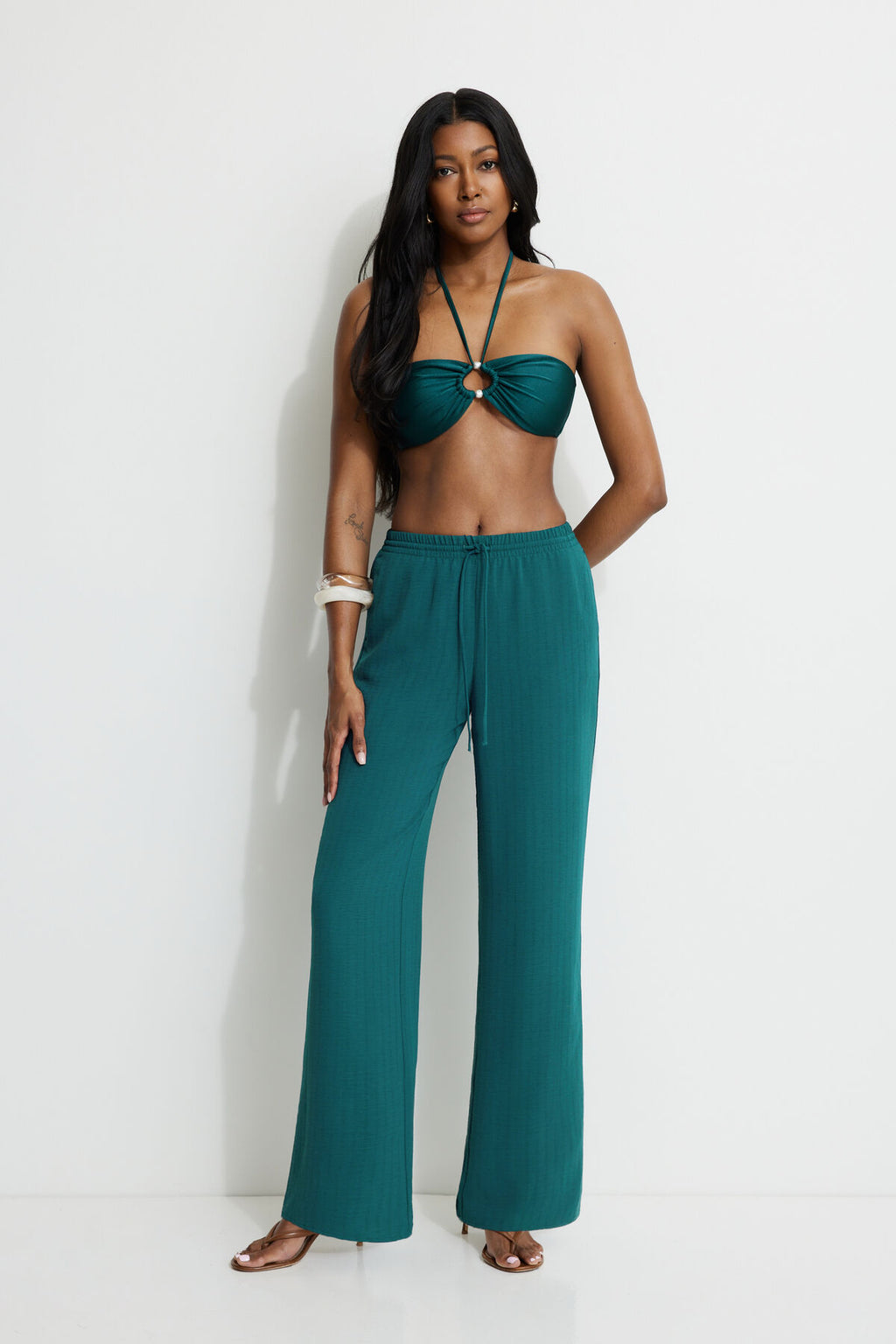 Pearl Cutout Bandeau Bikini Top