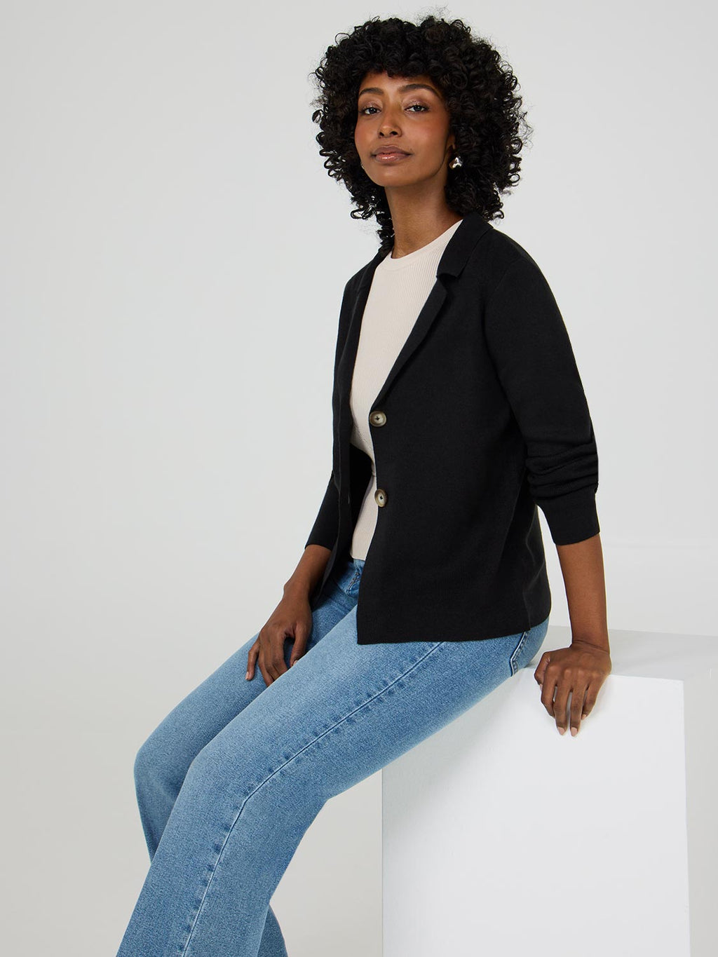 2-Button Sweater Blazer