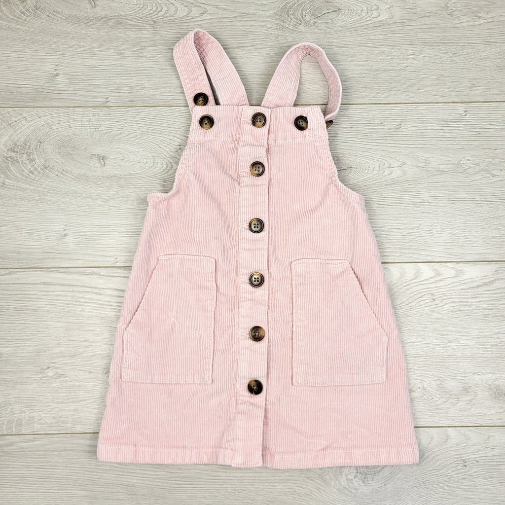 PBRQ1 - Robe salopette Wonder Nation en velours côtelé rose. Taille 3T