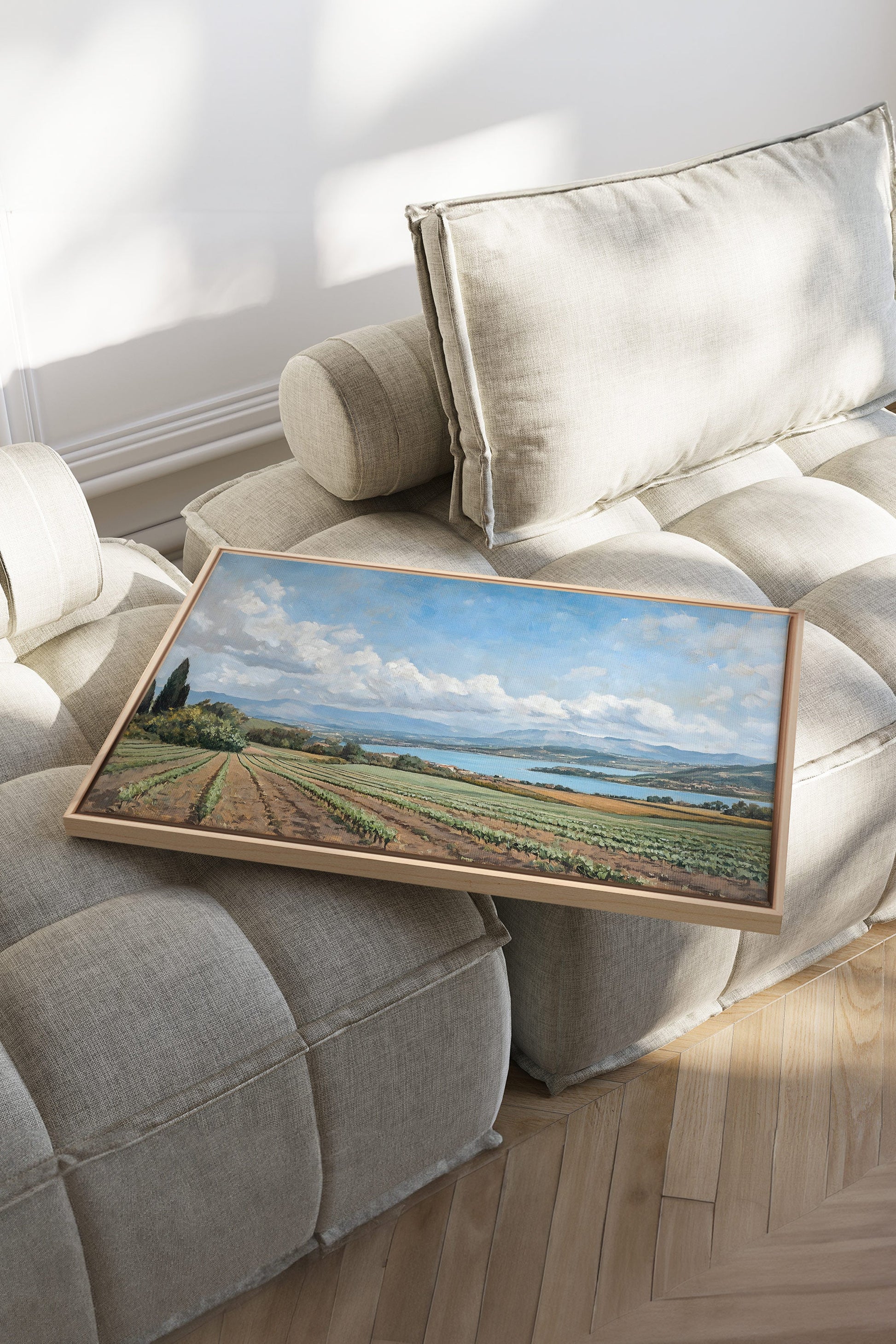 Tranquil Lakeside, Stretched Canvas Artwork