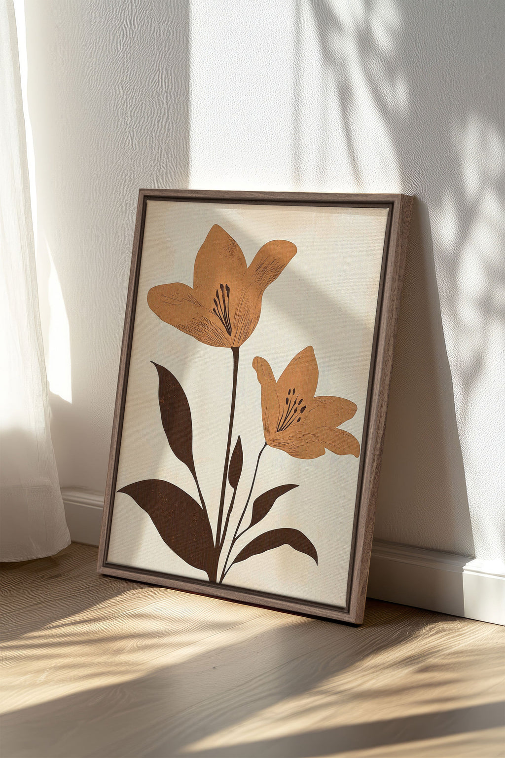 SEPIA FLOWERS, Stretched Canvas Artwork