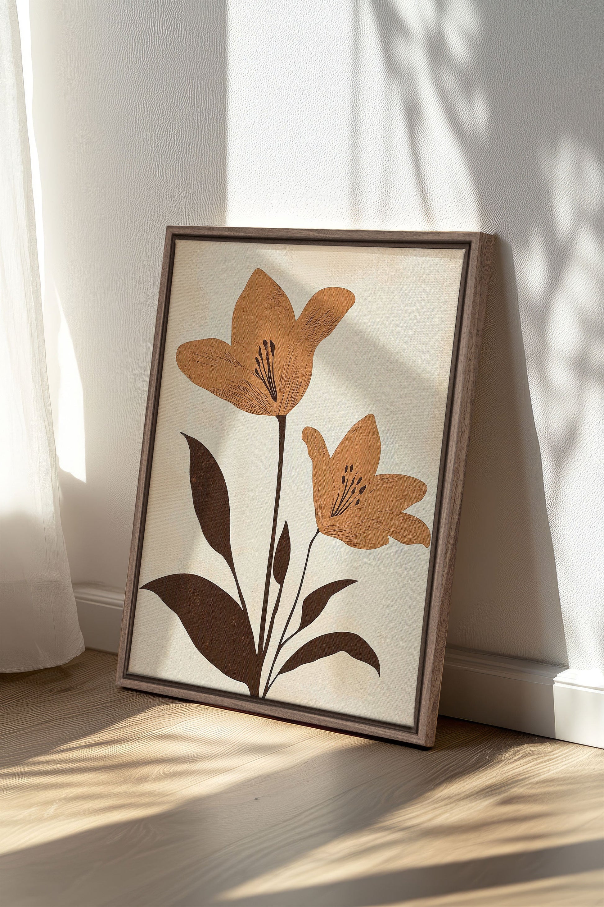 SEPIA FLOWERS, Stretched Canvas Artwork