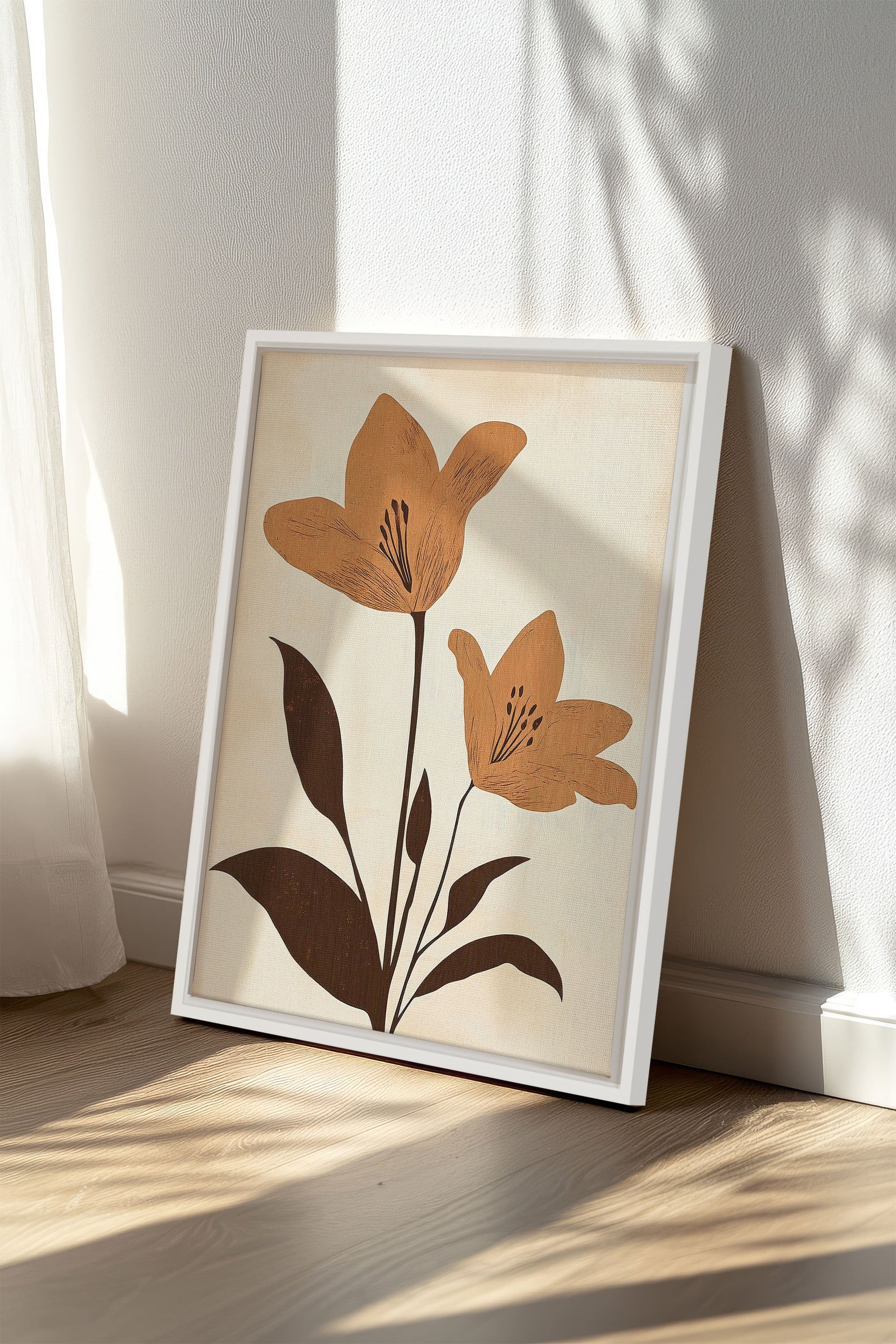SEPIA FLOWERS, Stretched Canvas Artwork