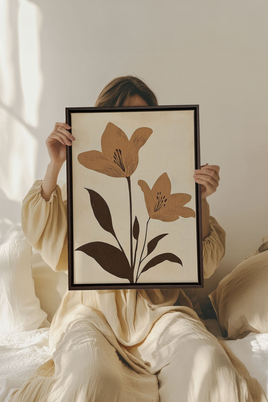 SEPIA FLOWERS, Stretched Canvas Artwork