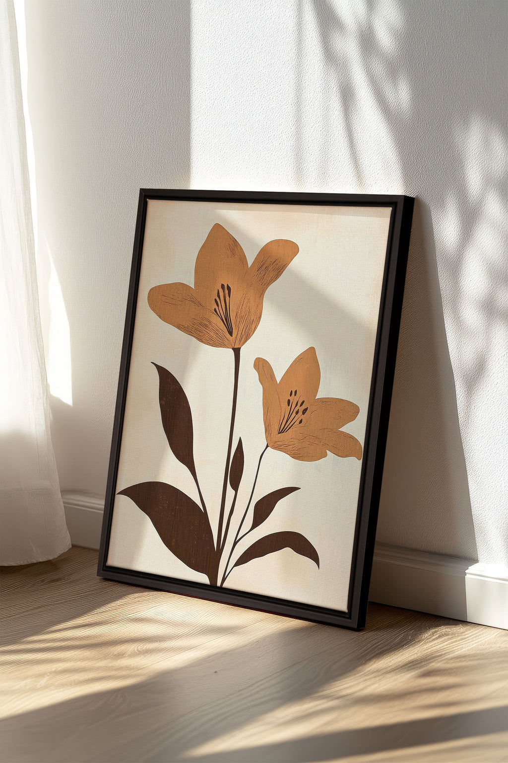 SEPIA FLOWERS, Stretched Canvas Artwork