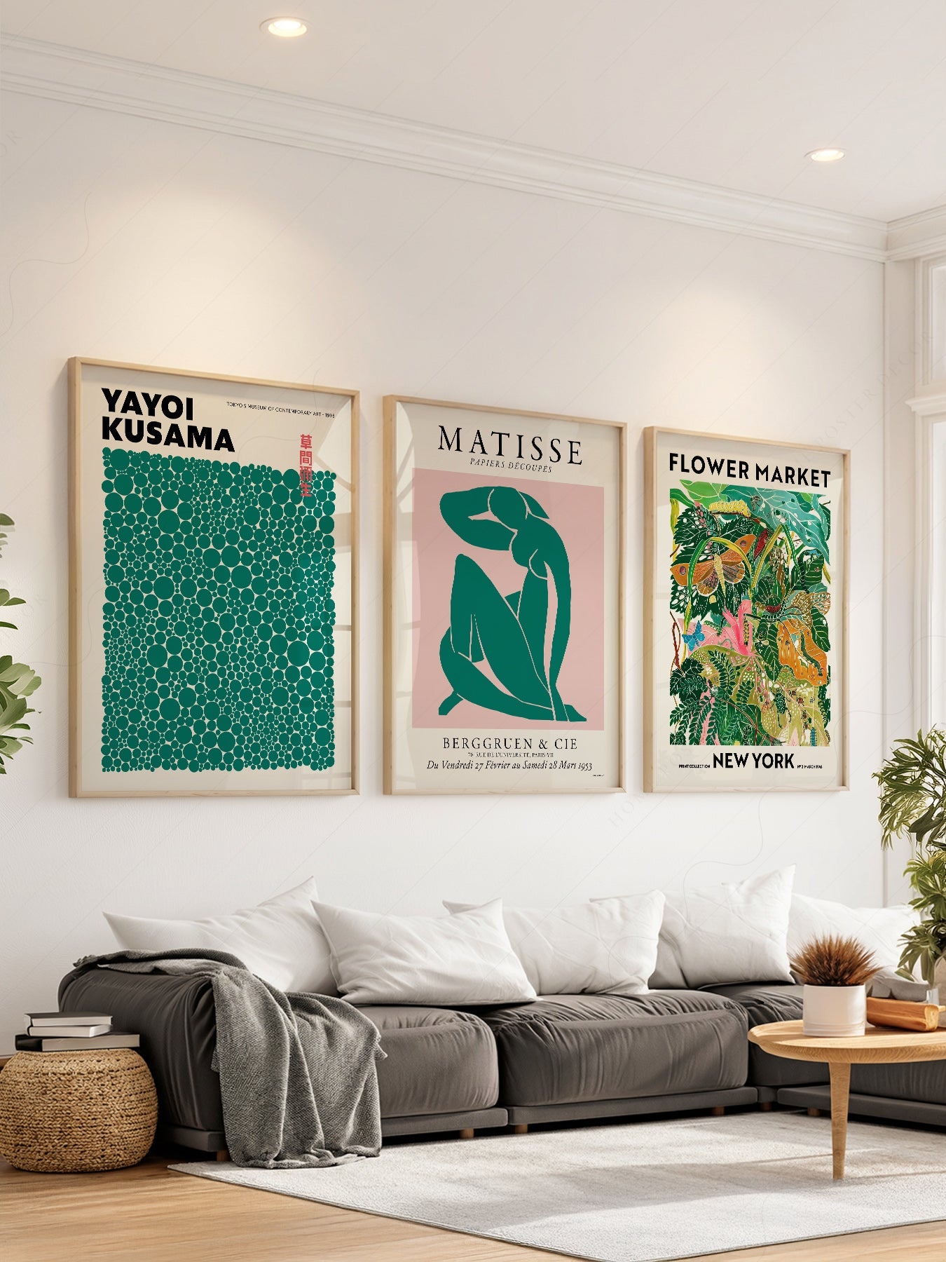 Modern Gallery Wall Set of 3 Prints – Matisse Kusama Flower Market Art