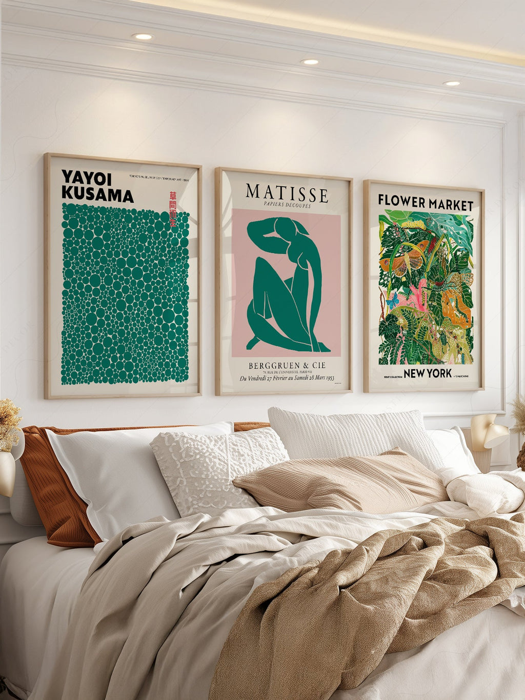 Modern Gallery Wall Set of 3 Prints – Matisse Kusama Flower Market Art