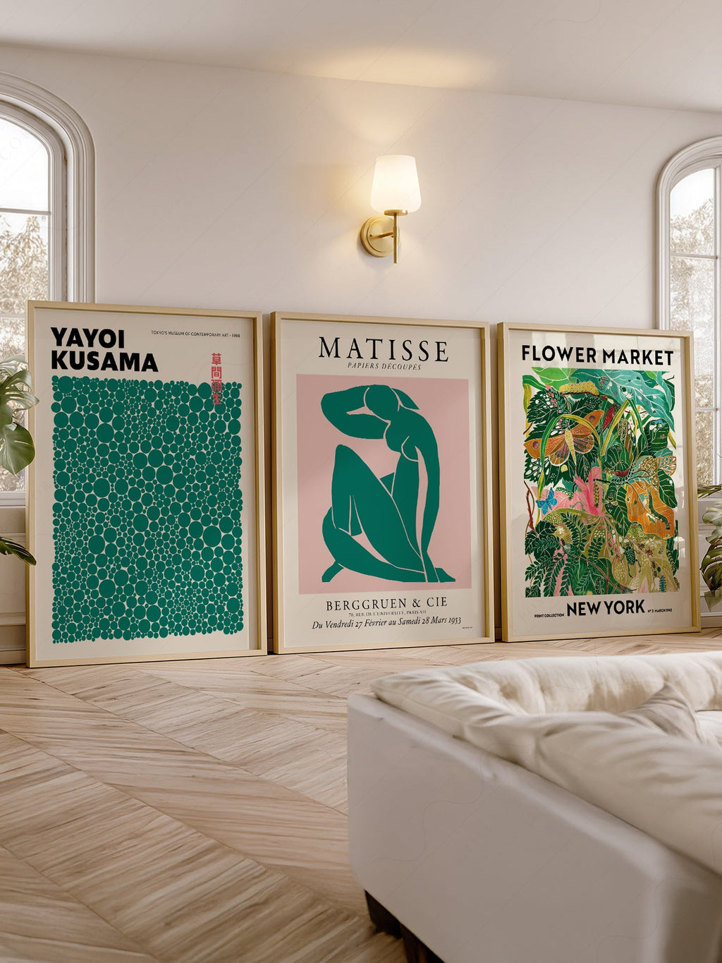 Modern Gallery Wall Set of 3 Prints – Matisse Kusama Flower Market Art