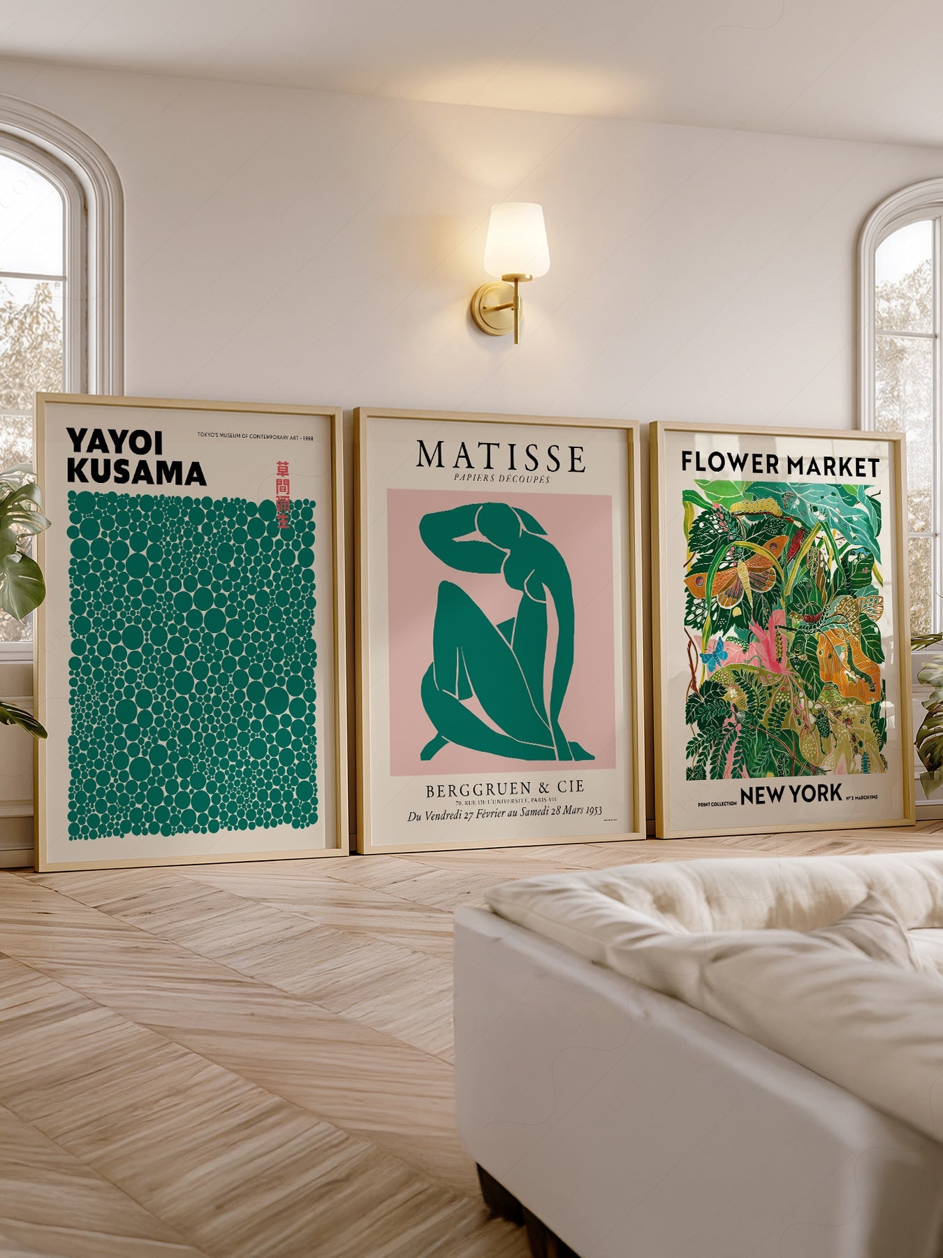 Modern Gallery Wall Set of 3 Prints – Matisse Kusama Flower Market Art