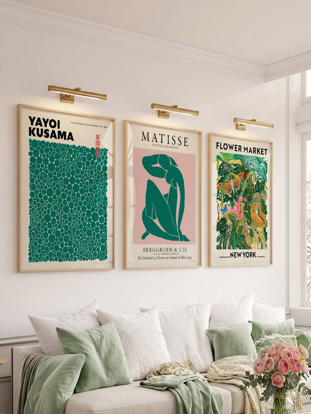 Modern Gallery Wall Set of 3 Prints – Matisse Kusama Flower Market Art