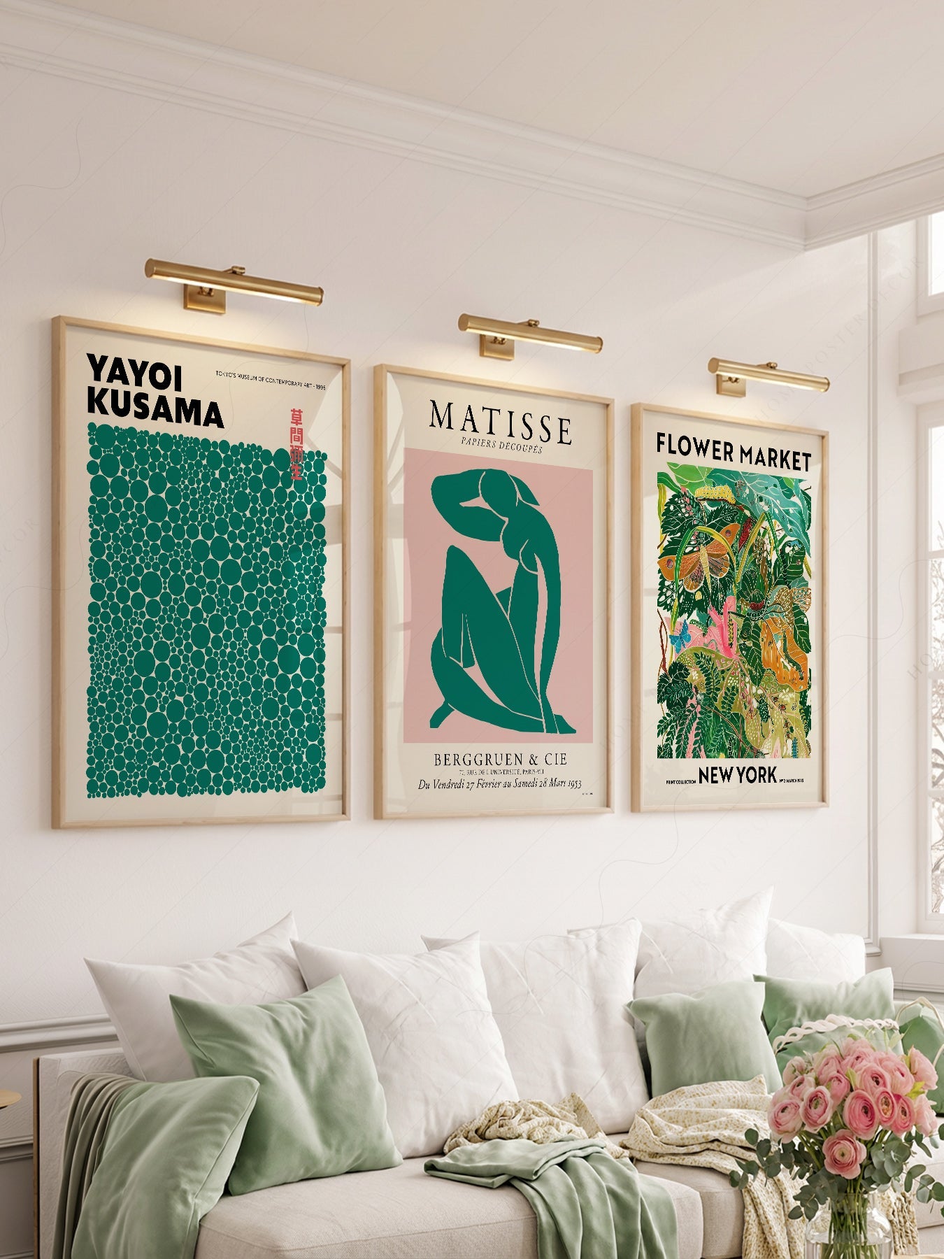 Modern Gallery Wall Set of 3 Prints – Matisse Kusama Flower Market Art