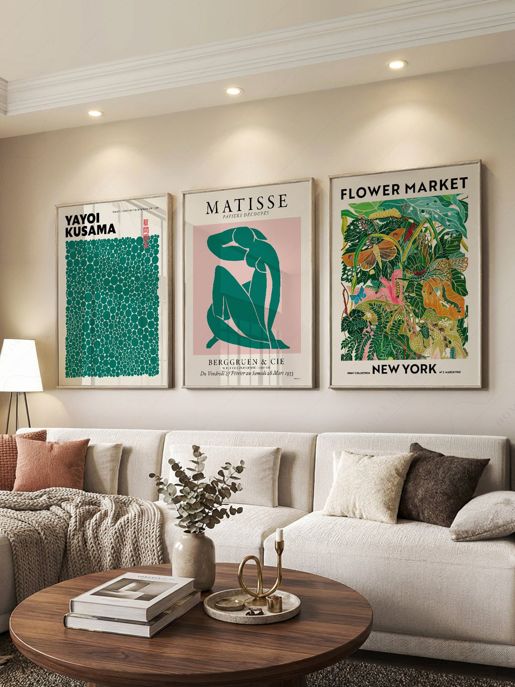 Modern Gallery Wall Set of 3 Prints – Matisse Kusama Flower Market Art