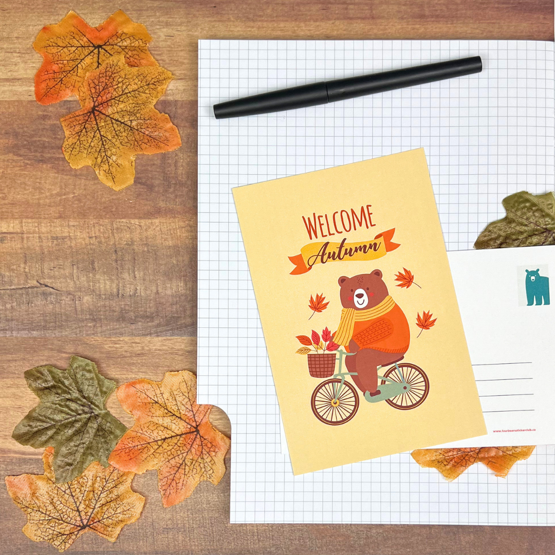 Hello Autumn Bear Postcards