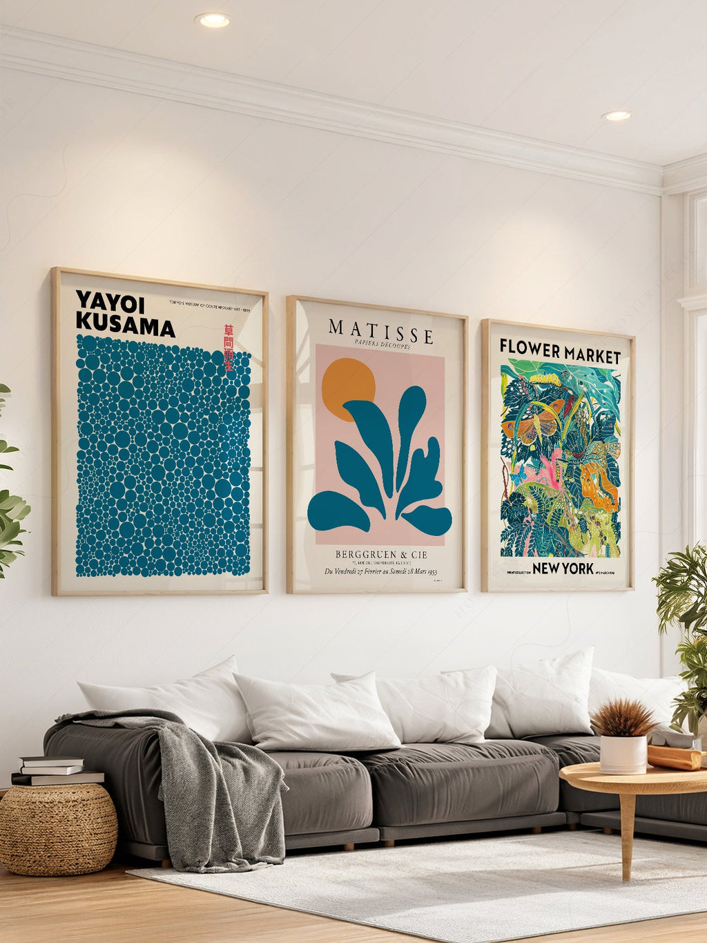 Teal Gallery Wall Set – Matisse Kusama Flower Market Art Prints