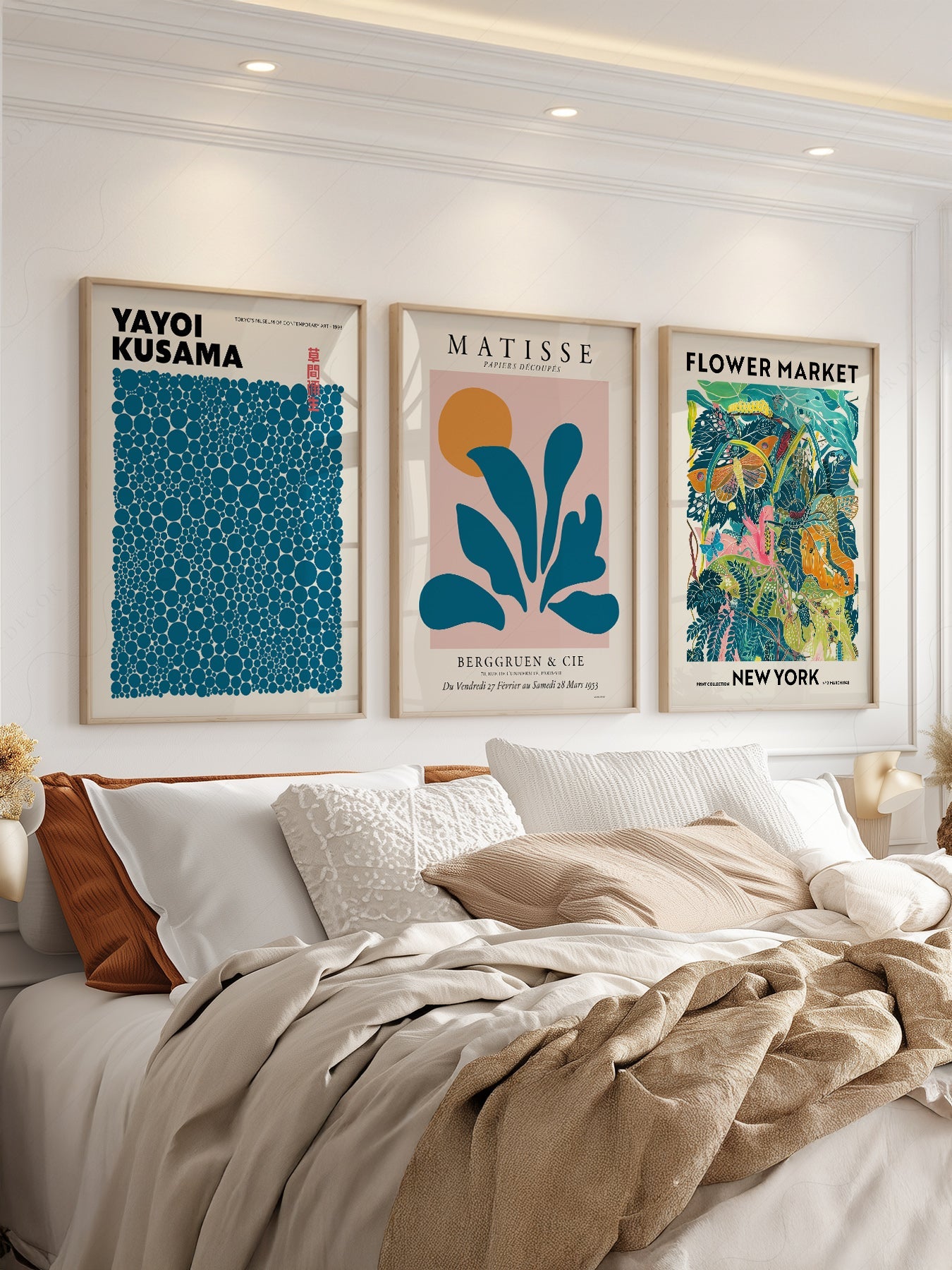 Teal Gallery Wall Set – Matisse Kusama Flower Market Art Prints
