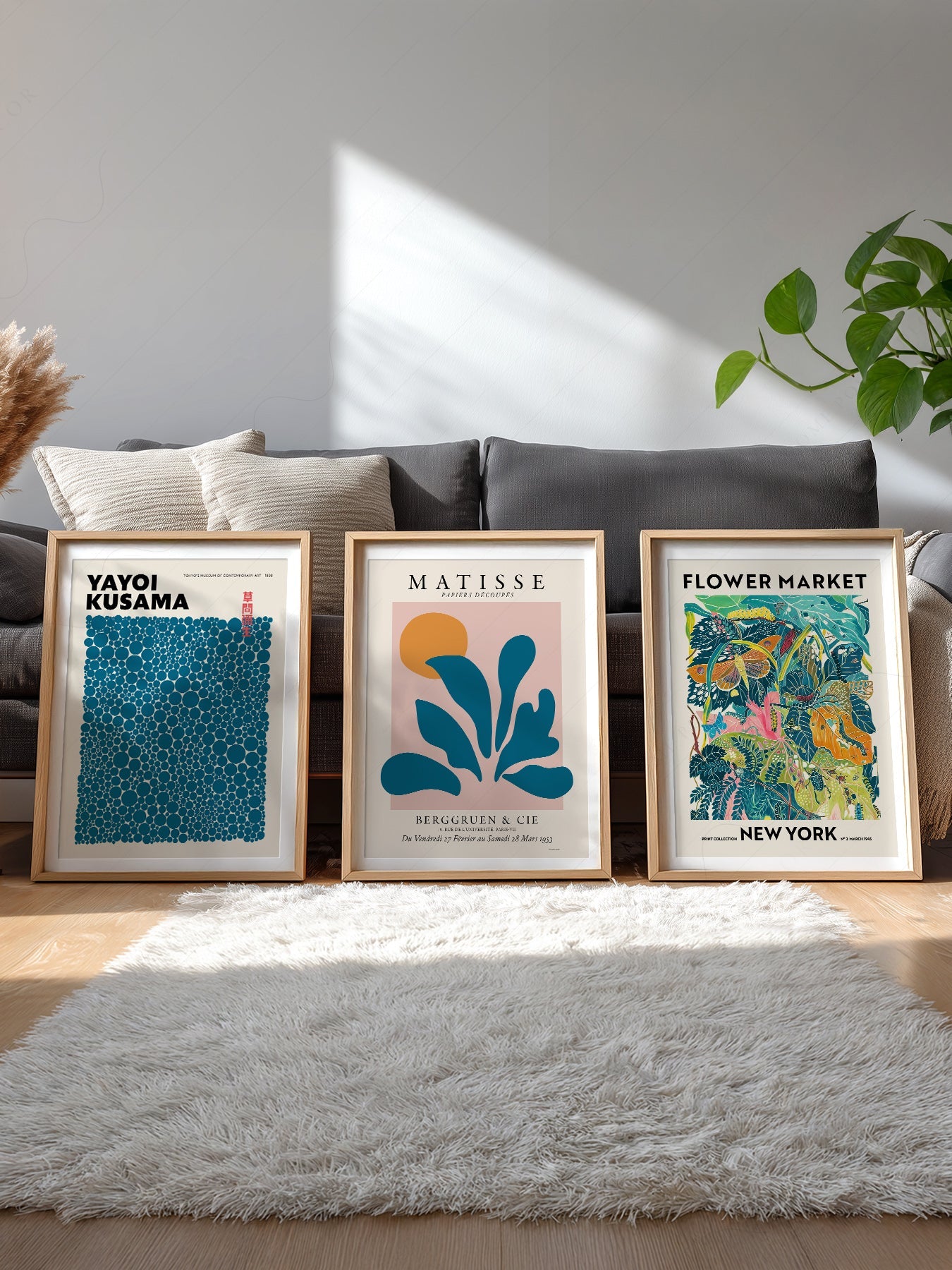 Teal Gallery Wall Set – Matisse Kusama Flower Market Art Prints