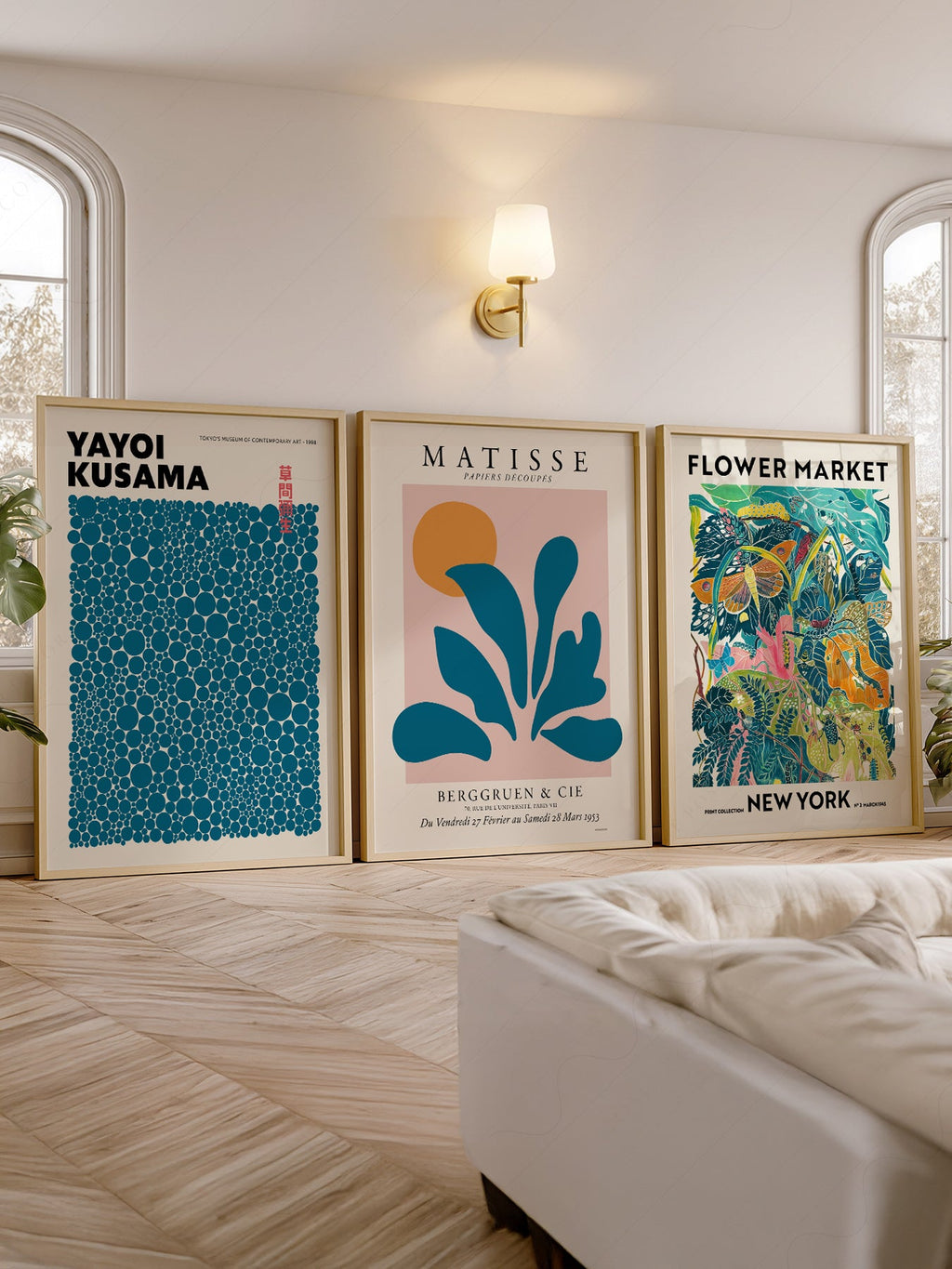 Teal Gallery Wall Set – Matisse Kusama Flower Market Art Prints