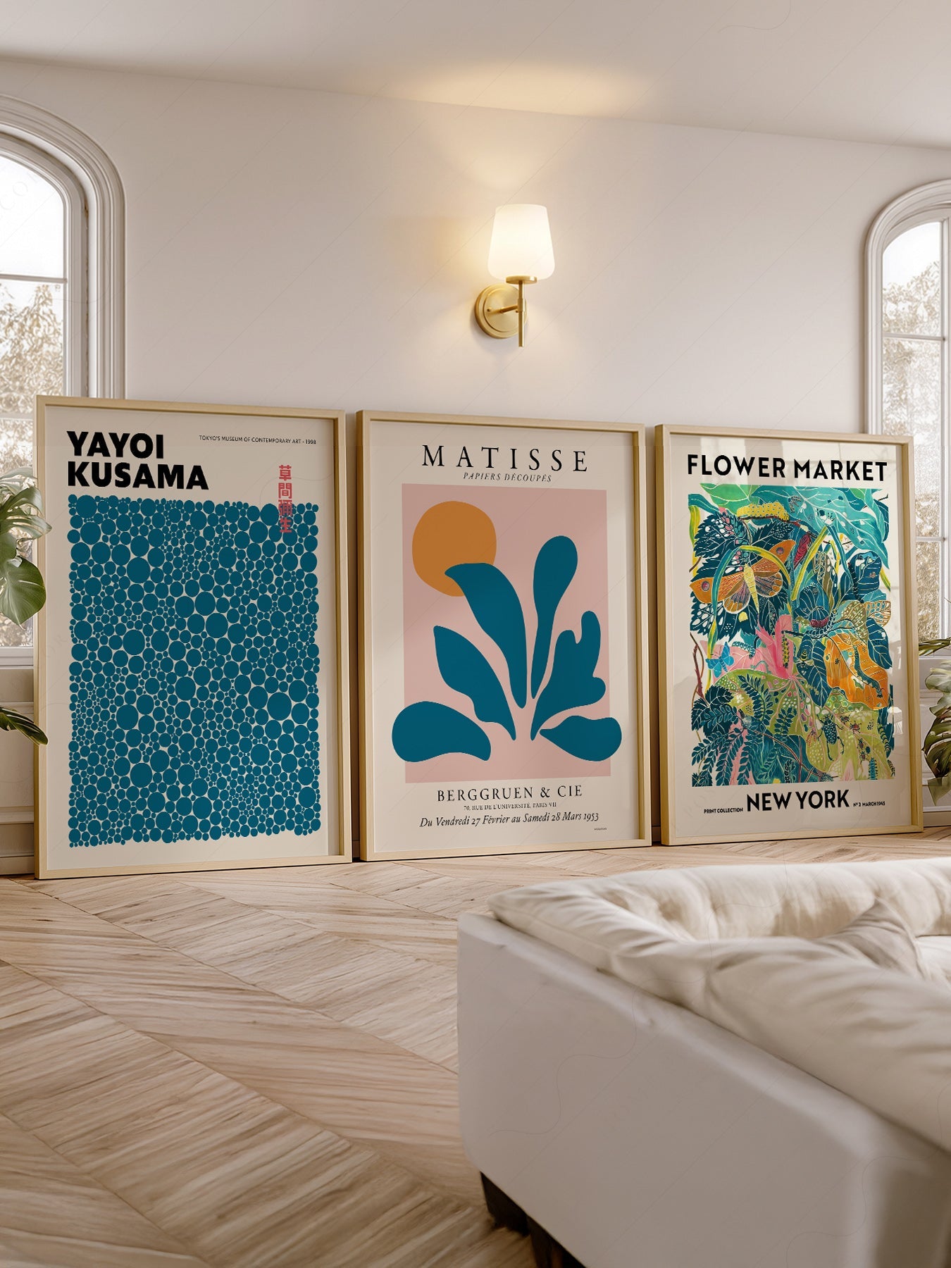 Teal Gallery Wall Set – Matisse Kusama Flower Market Art Prints
