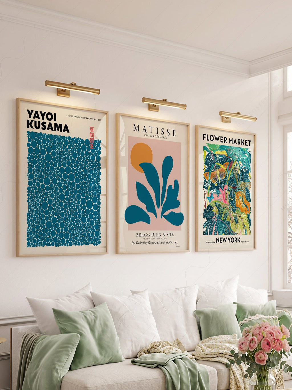 Teal Gallery Wall Set – Matisse Kusama Flower Market Art Prints